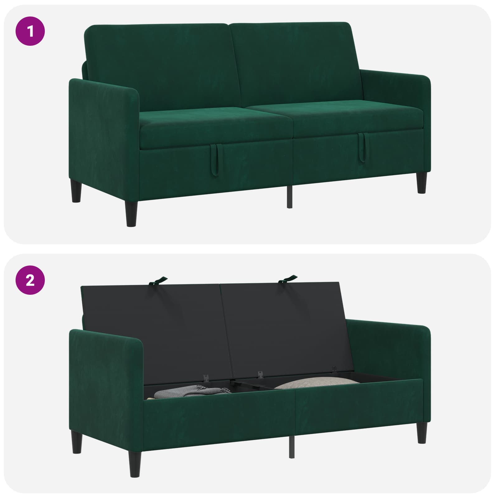 Sofa s pohranom Tamnozelena 172 x 78 x 87 cm Poliester