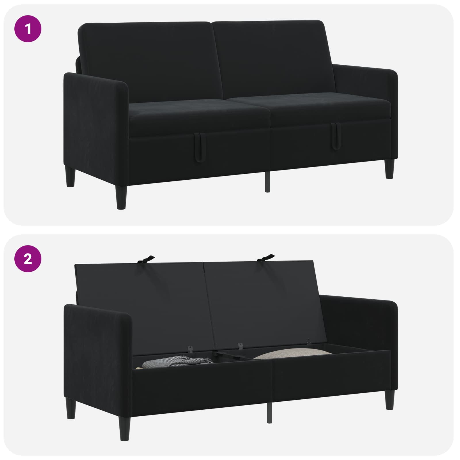 Sofa s pohranom Crna 172 x 78 x 87 cm Poliester