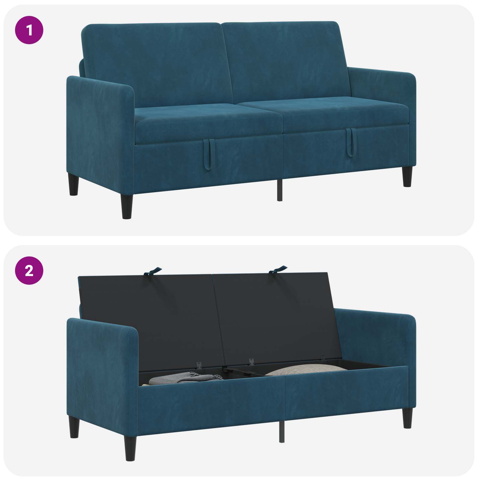 Sofa s pohranom Plava 172 x 78 x 87 cm Poliester