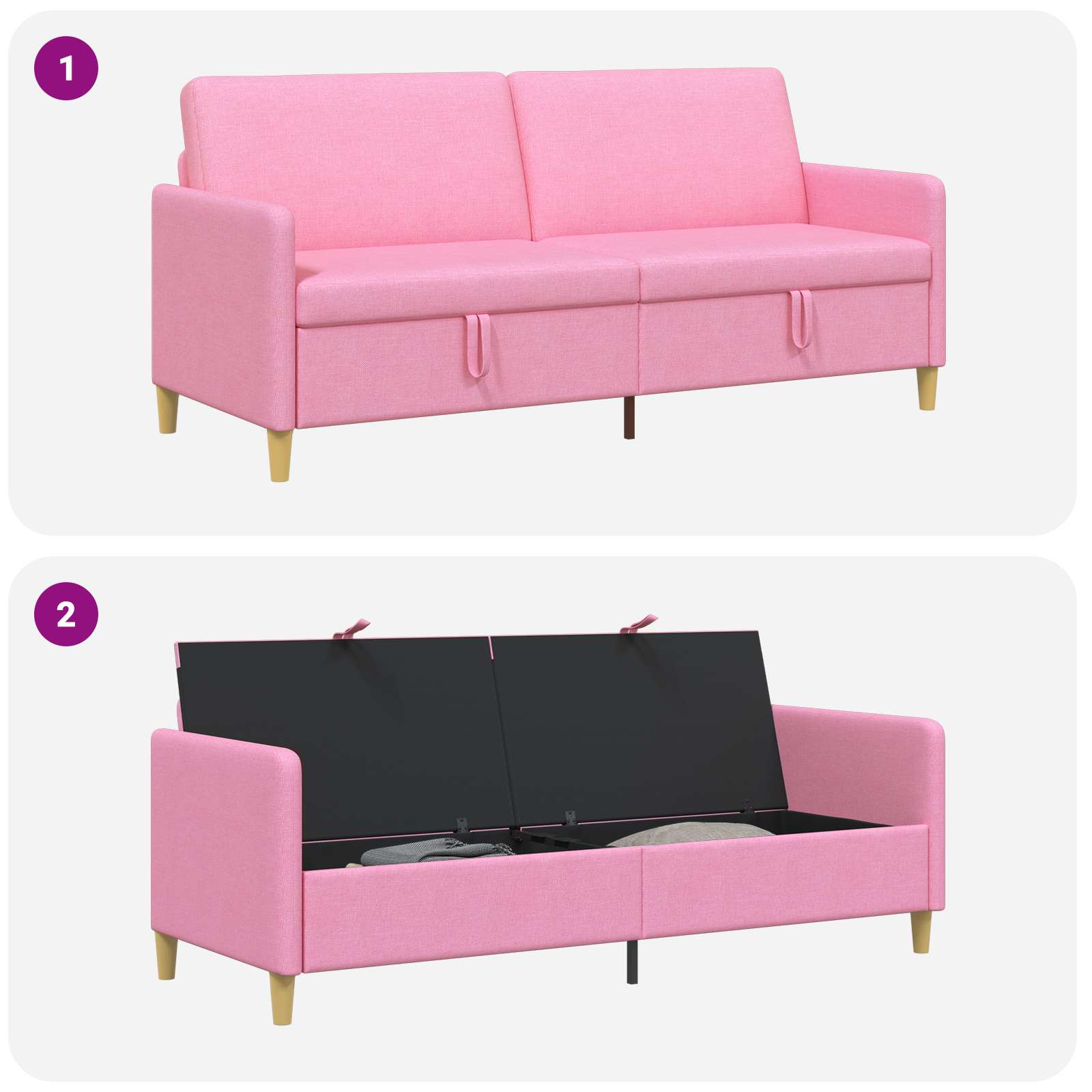 Sofa s pohranom Ružičasta 192 x 78 x 87 cm Poliester