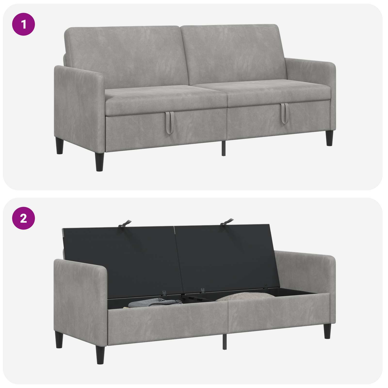 Sofa s pohranom Svjetlosiva 192 x 78 x 87 cm Poliester