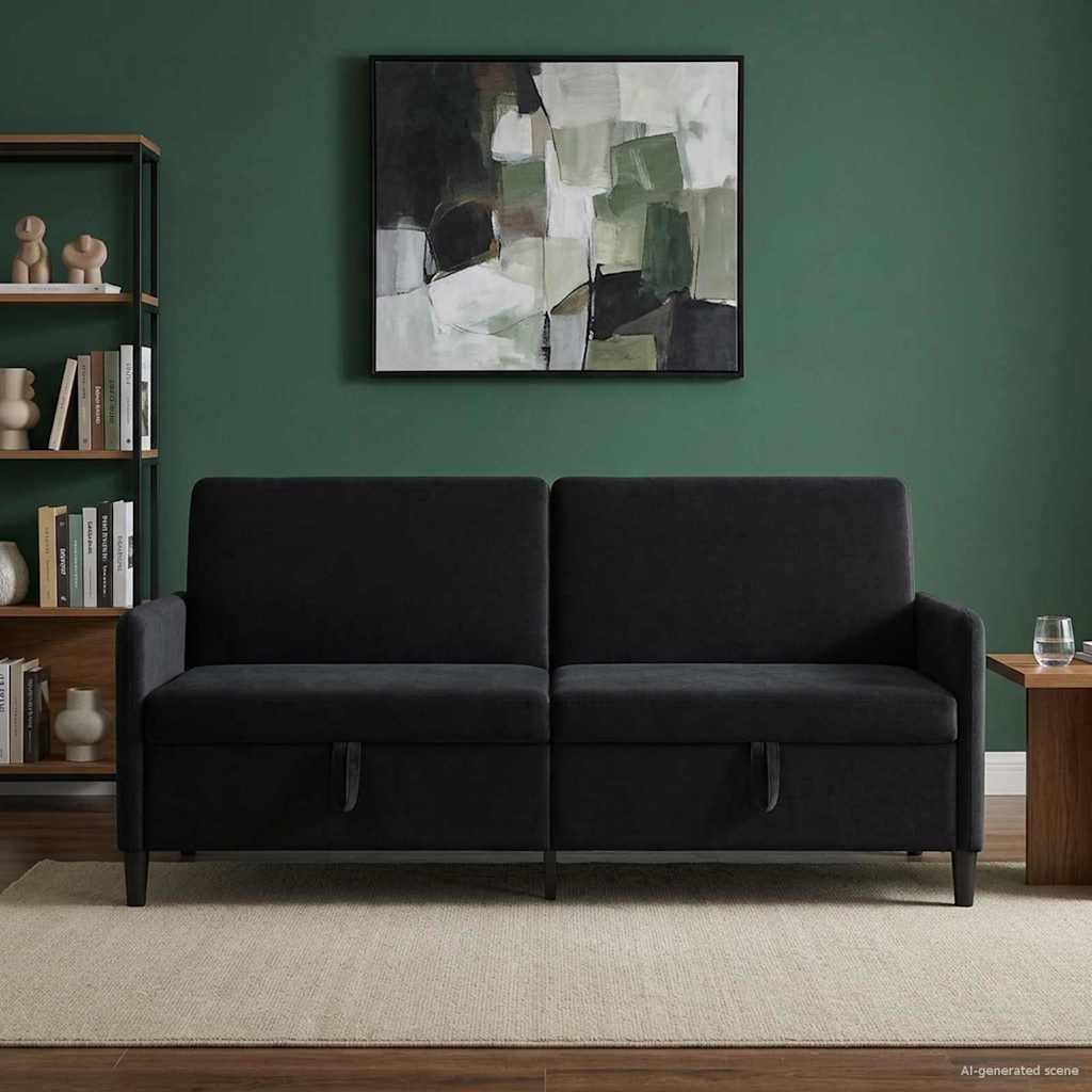 Sofa s pohranom Crna 192 x 78 x 87 cm Poliester