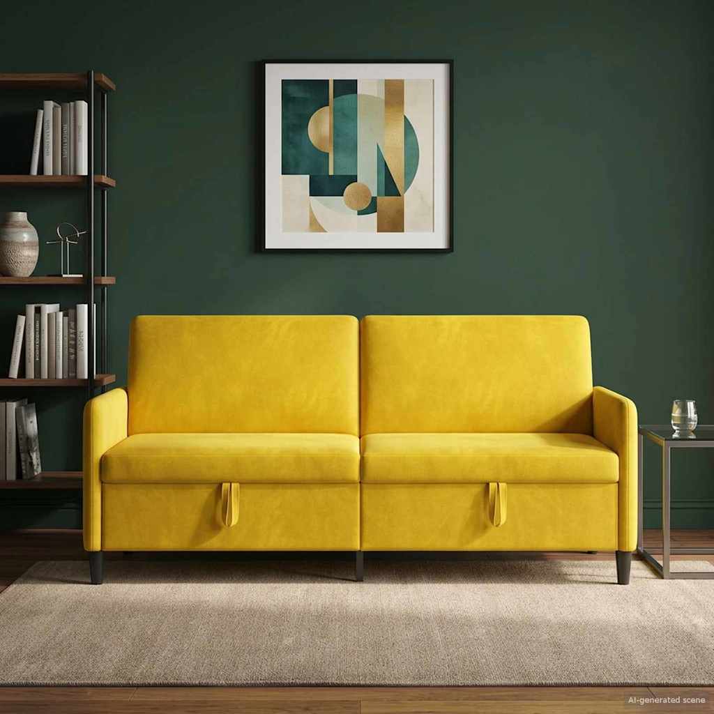 Sofa s pohranom Žuta 192 x 78 x 87 cm Poliester