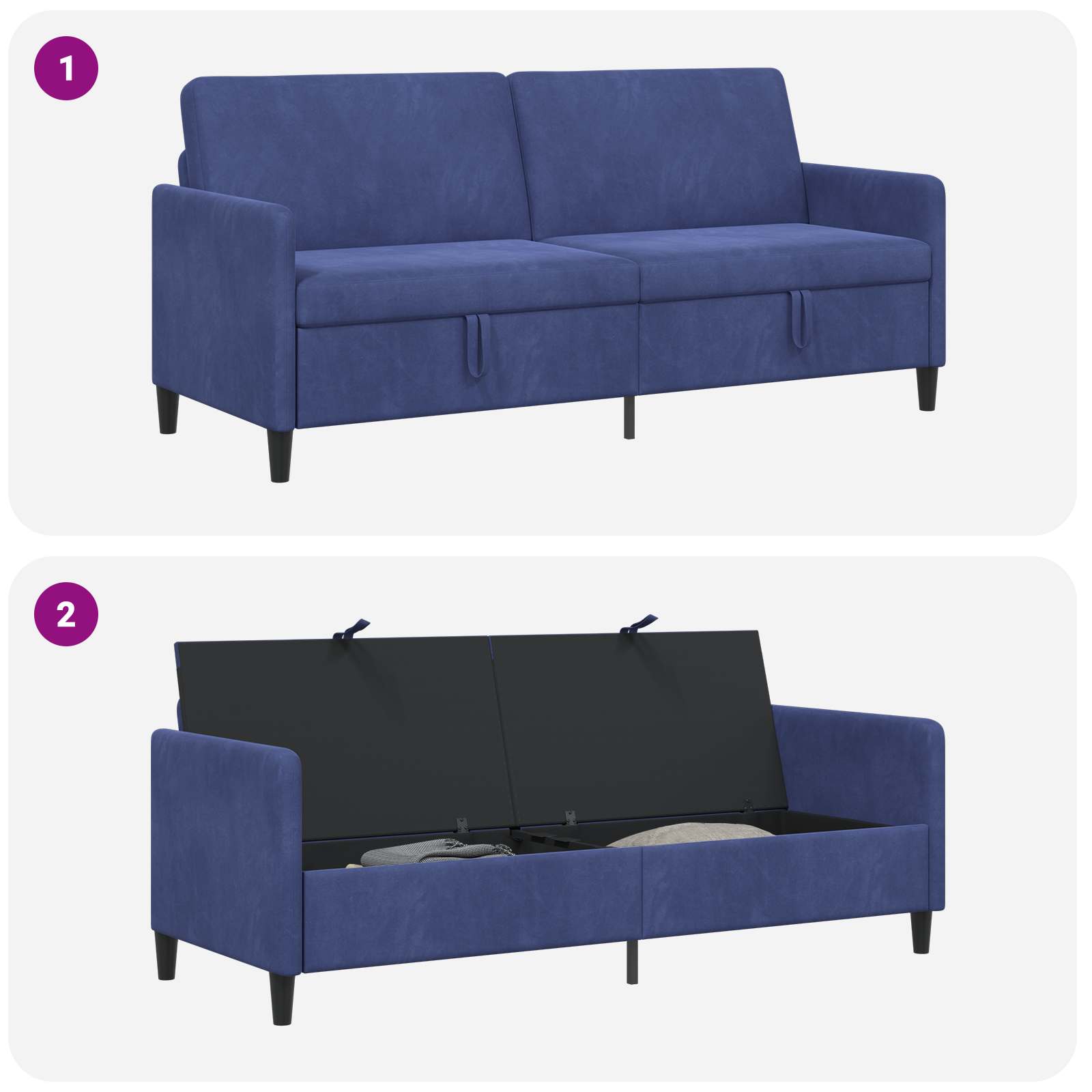 Sofa s pohranom Policijska plava 192 x 78 x 87 cm Poliester