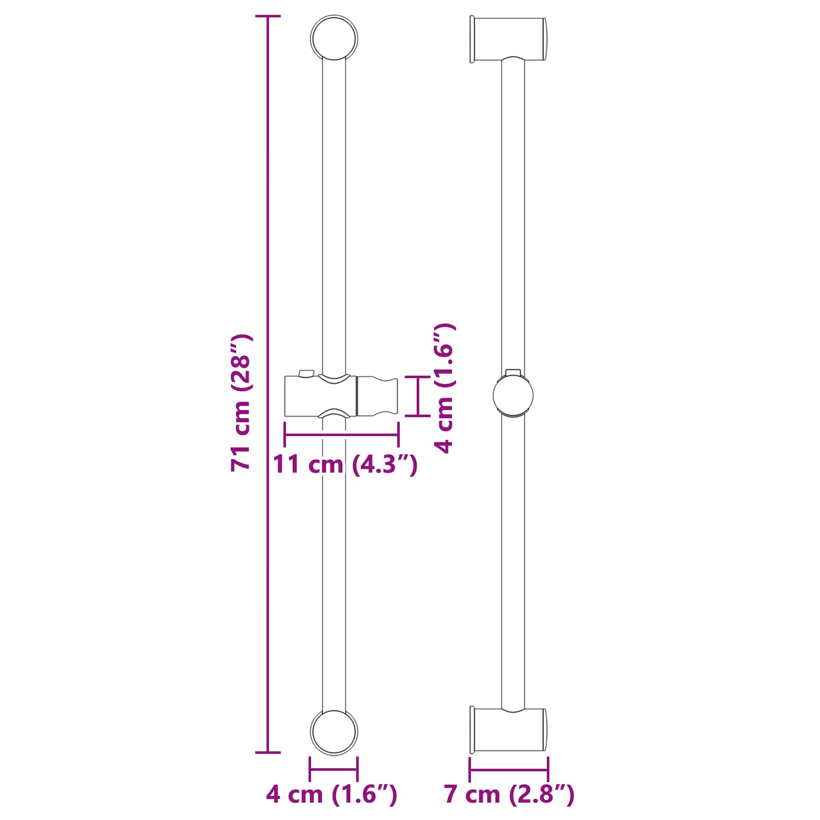 Držač za tuš Krom 71 cm Nehrđajući čelik