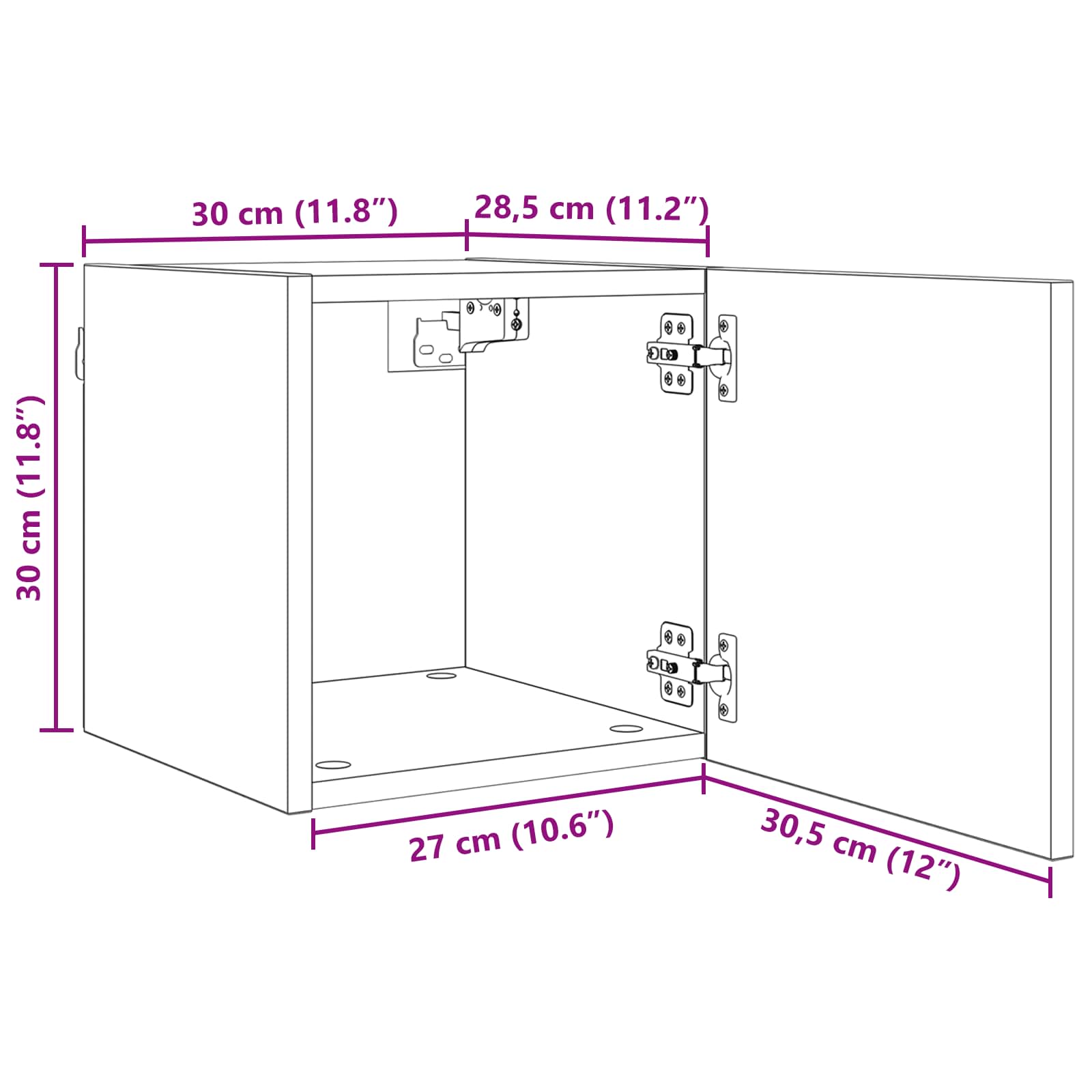 Ormar za TV montiran na zid 4 pcs Crni hrast 30,5 x 30 x 30 cm