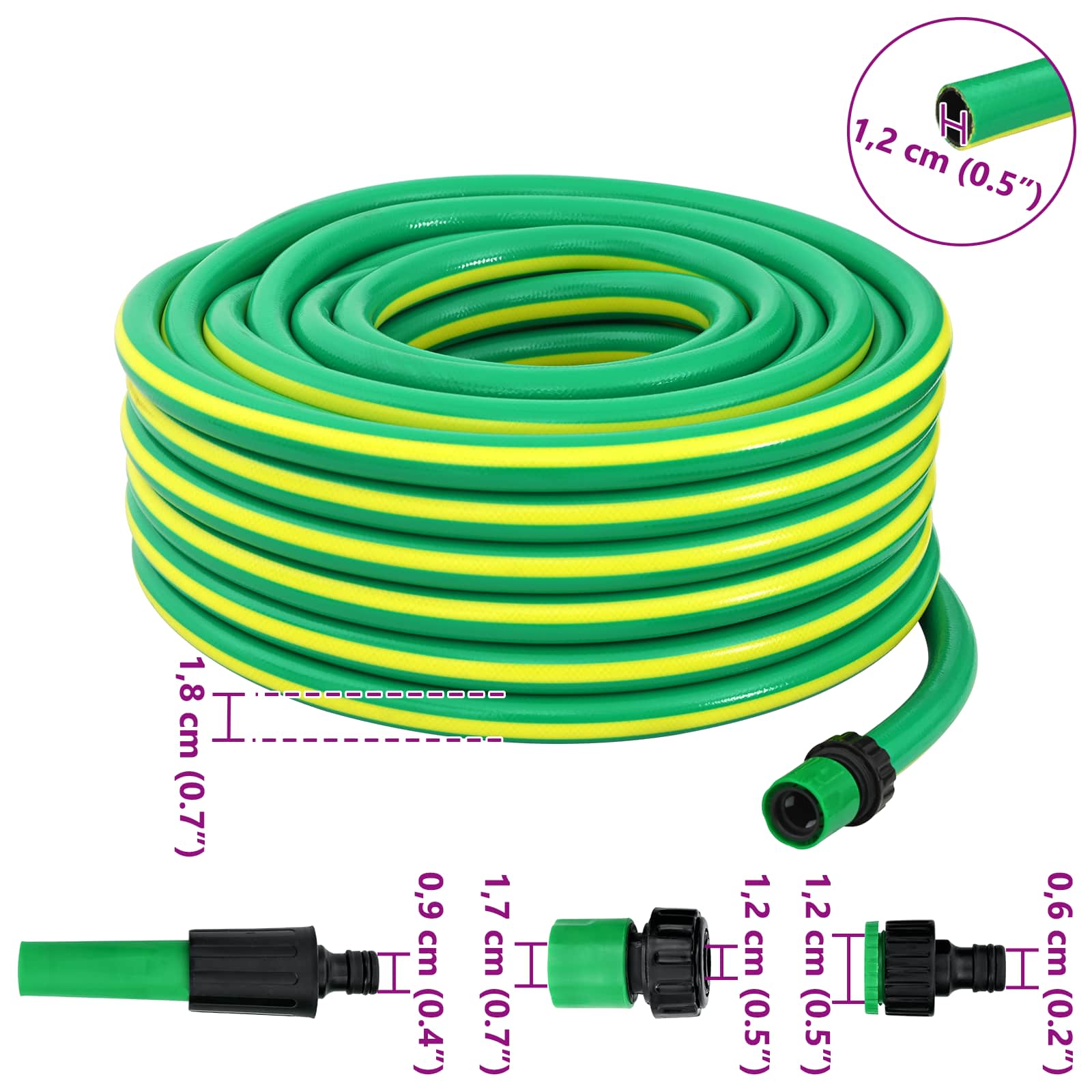 Vrtno crijevo 5-slojno Zelena i žuta 1 / 2'' 100 m PVC