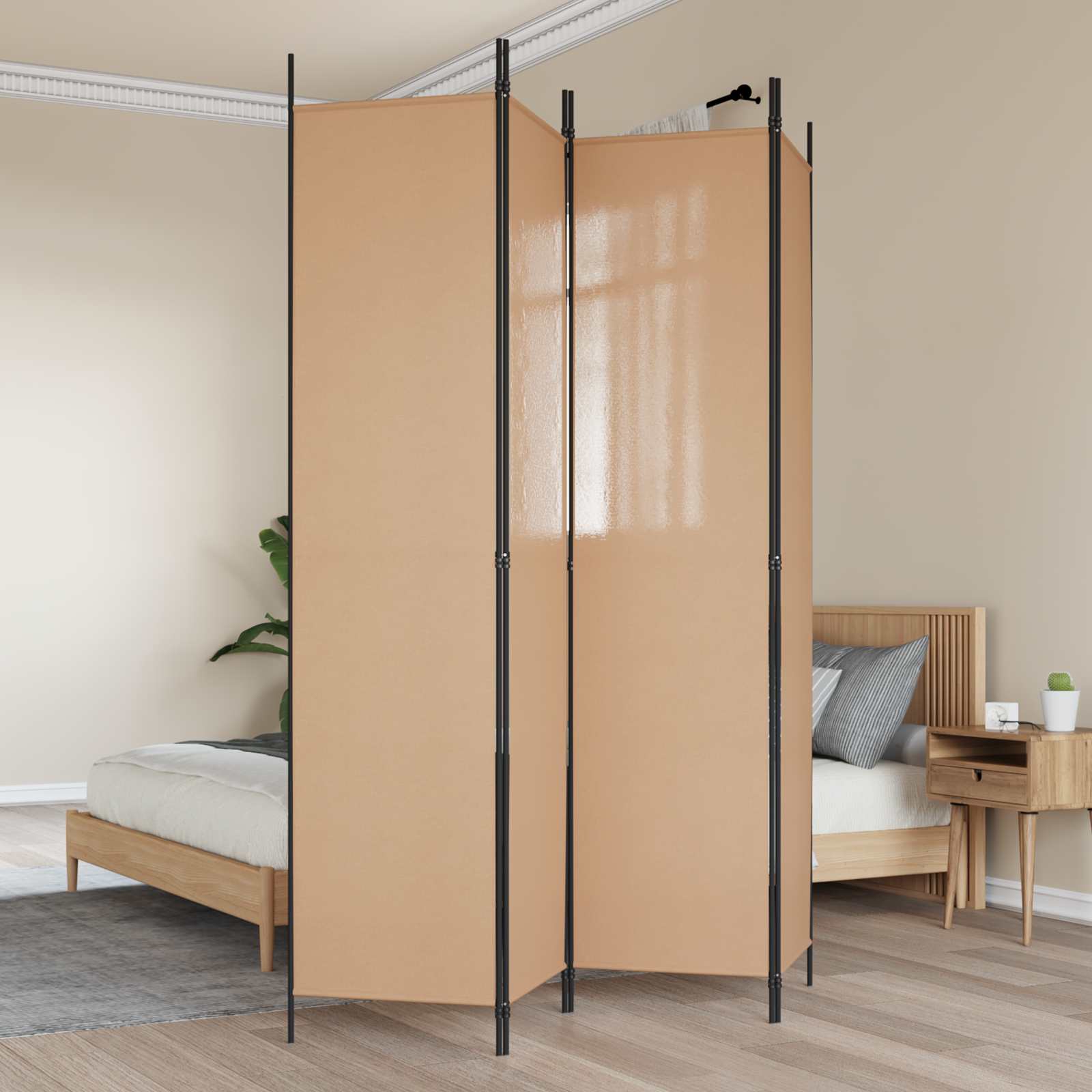 4-panelni pregradni zid Bež 200 x 220 cm Tkanina