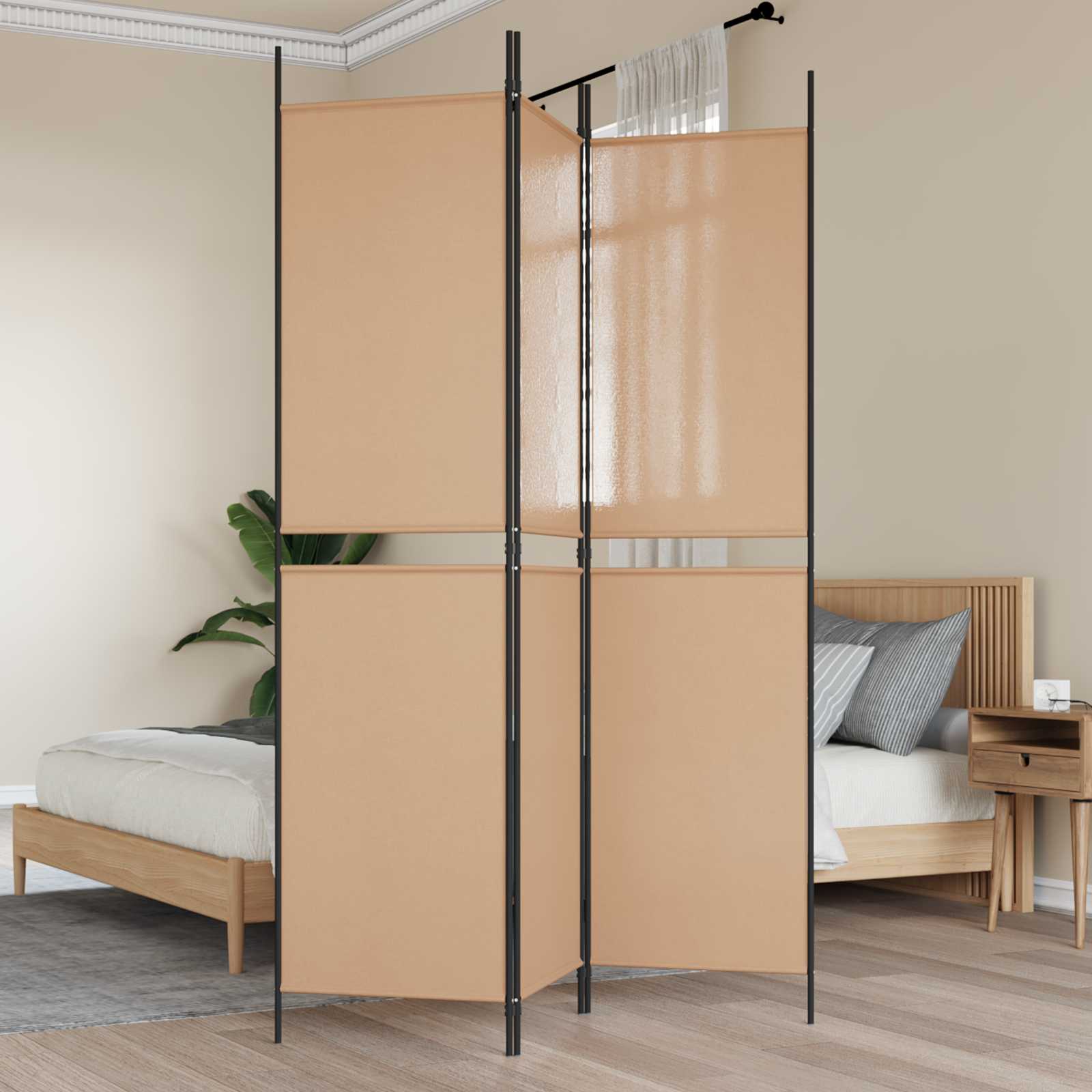 3-panelni pregradni zid Bež 150 x 200 cm Tkanina