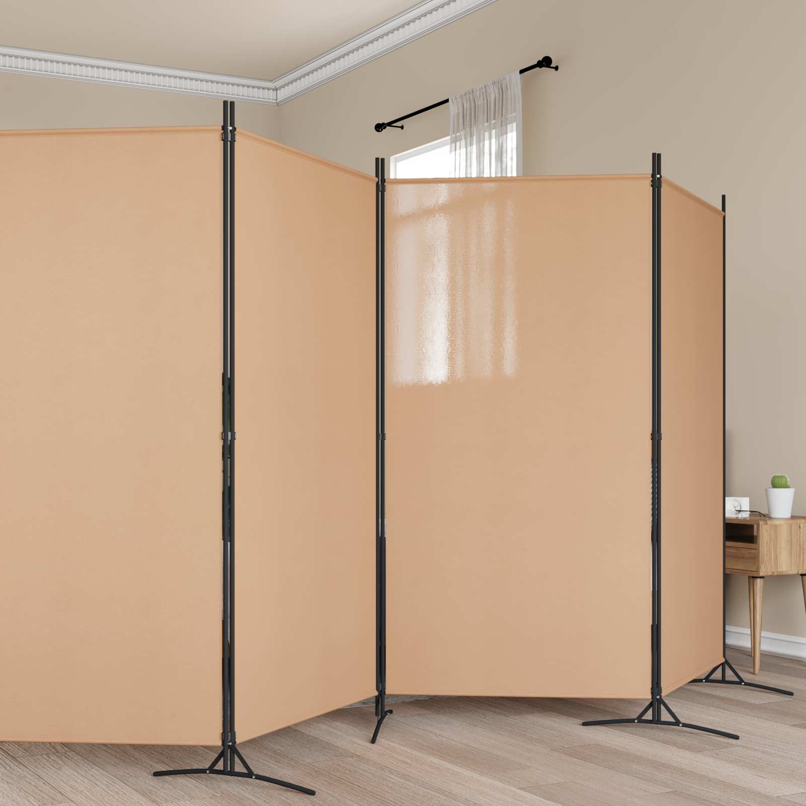 Razdjelnik prostora s 6 panela Bež 520 x 180 cm Tkanina