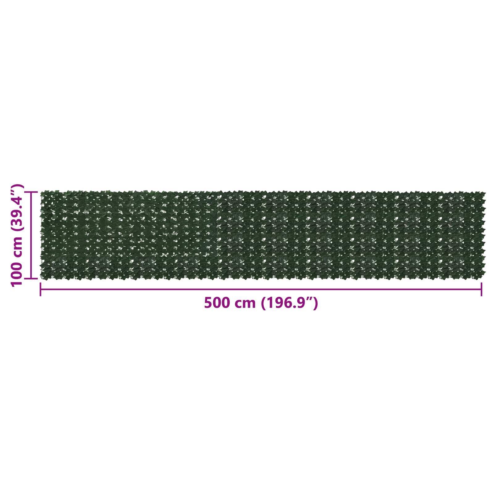Zaslon za balkon s lišćem Tamnozelena 500 x 100 cm