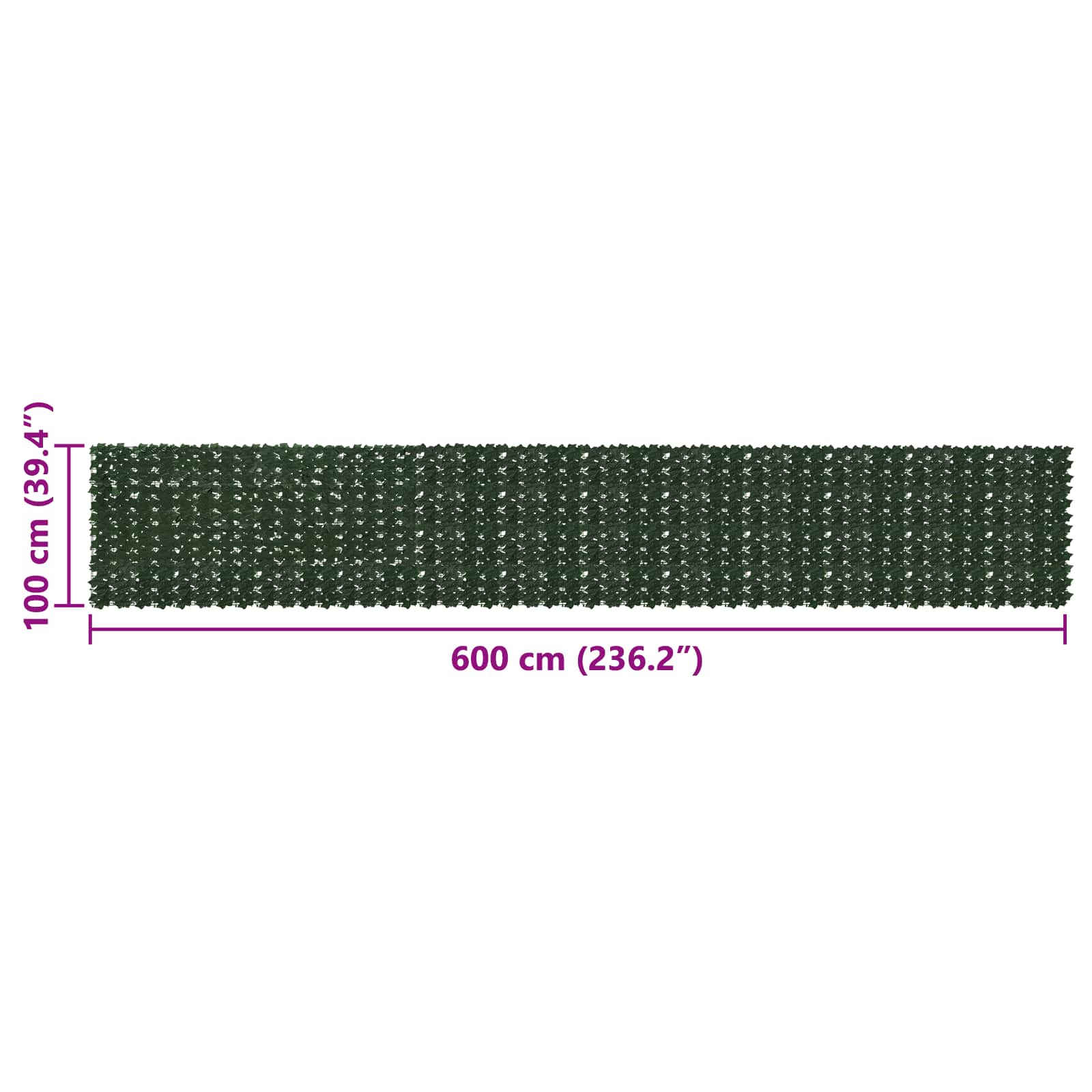 Zaslon za balkon s lišćem Tamnozelena 600 x 100 cm