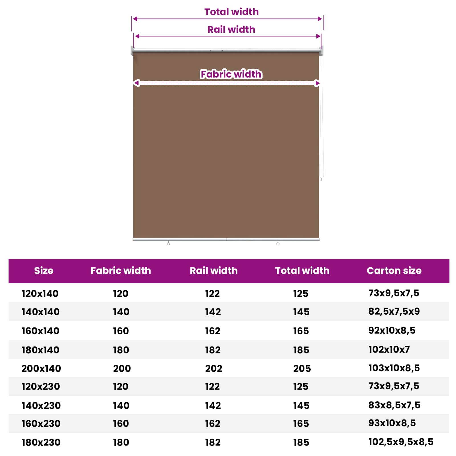 Rolo zavjesa za vanjsku uporabu s UV zaštitom Sivosmeđa
