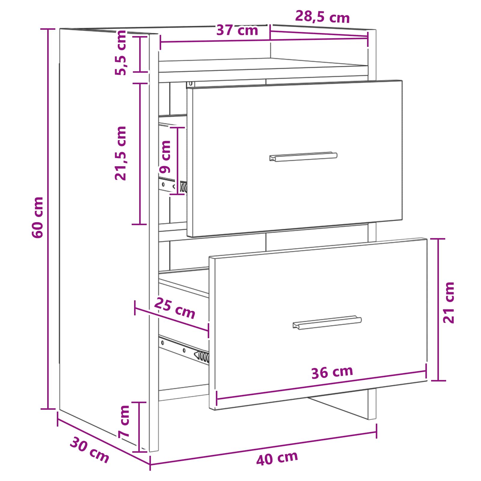Noćni ormarići Staro drvo 40 x 30 x 60 cm Konstruirano drvo