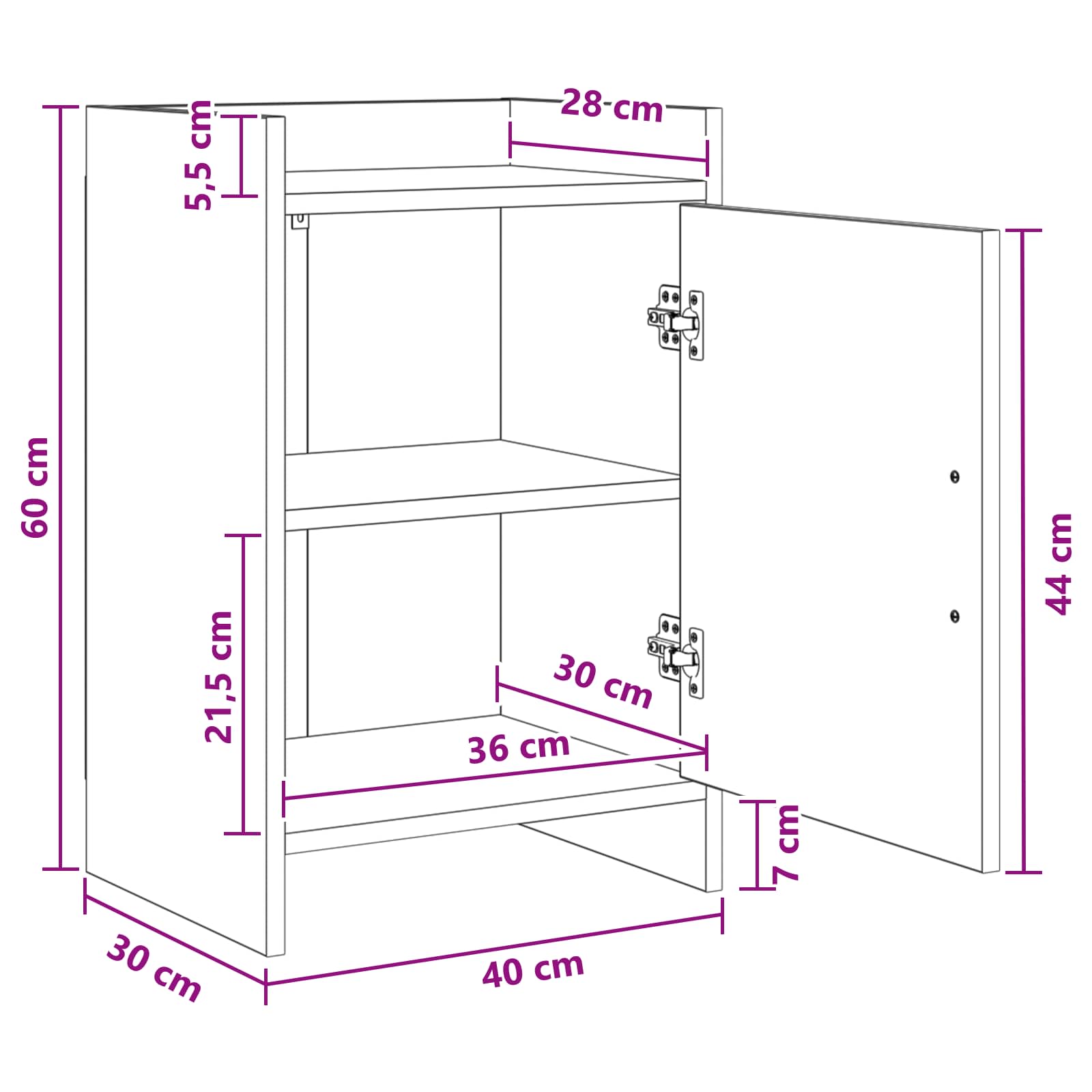 Noćni ormarići 2 pcs Bijela 40 x 30 x 60 cm Konstruirano drvo