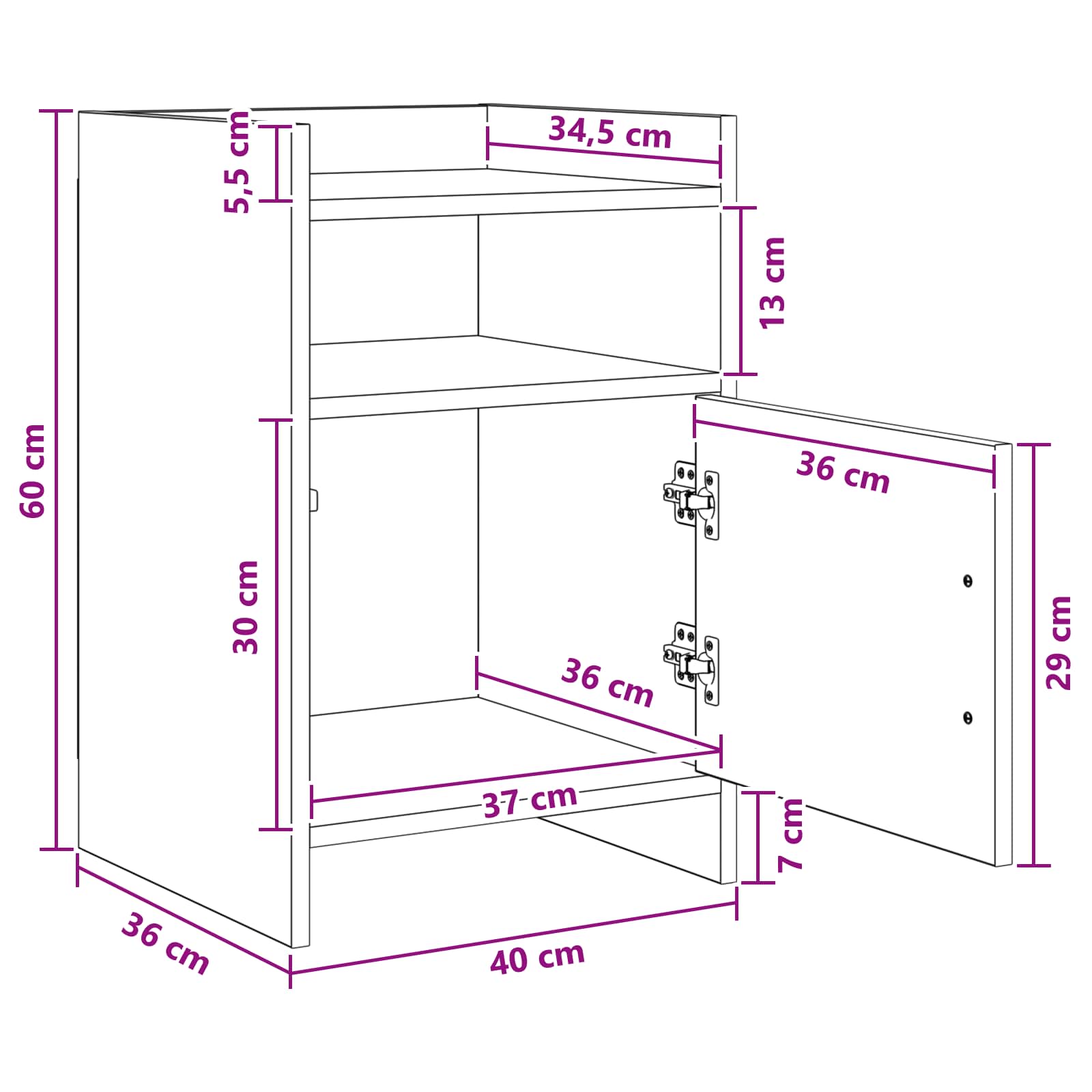 Noćni ormarići 2 pcs Siva Sonoma 40 x 36 x 60 cm