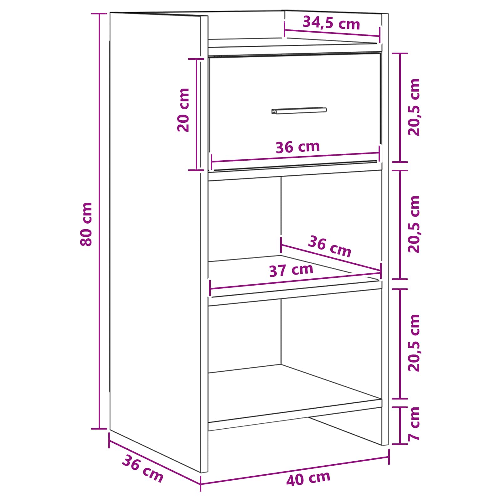 Kreveta Crni hrast 40 x 36 x 80 cm Konstruirano drvo