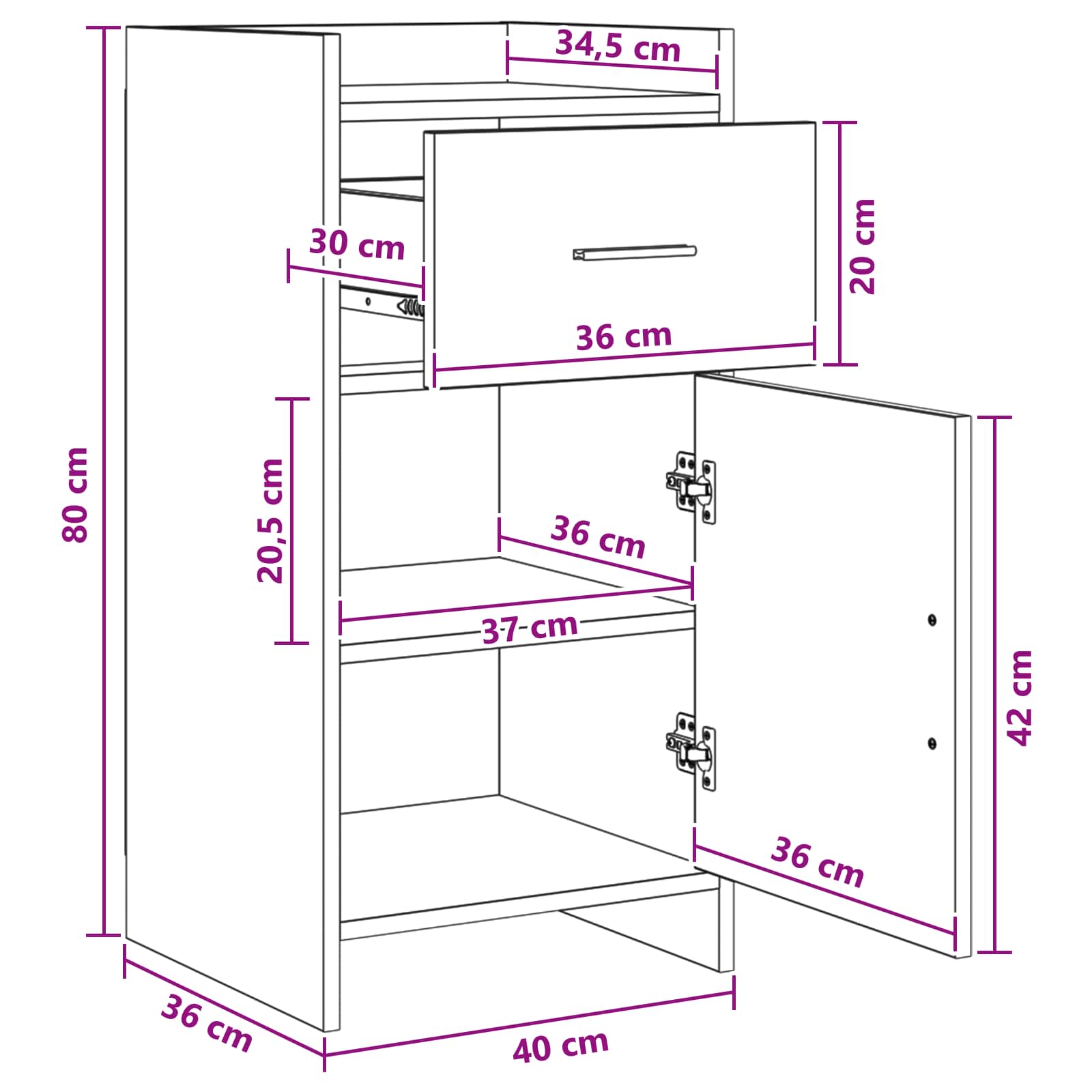 Kreveta Siva Sonoma 40 x 36 x 80 cm Konstruirano drvo