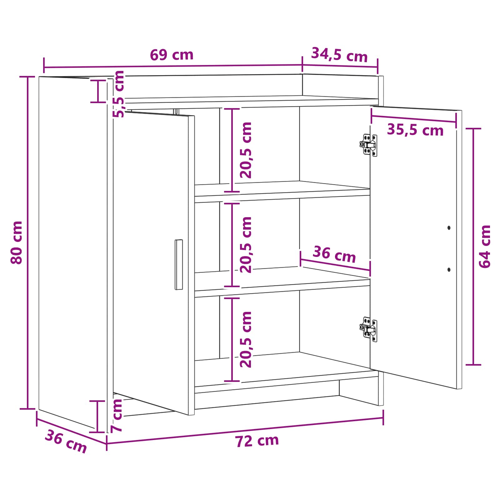 Kreveta Crni hrast 72 x 36 x 80 cm Konstruirano drvo