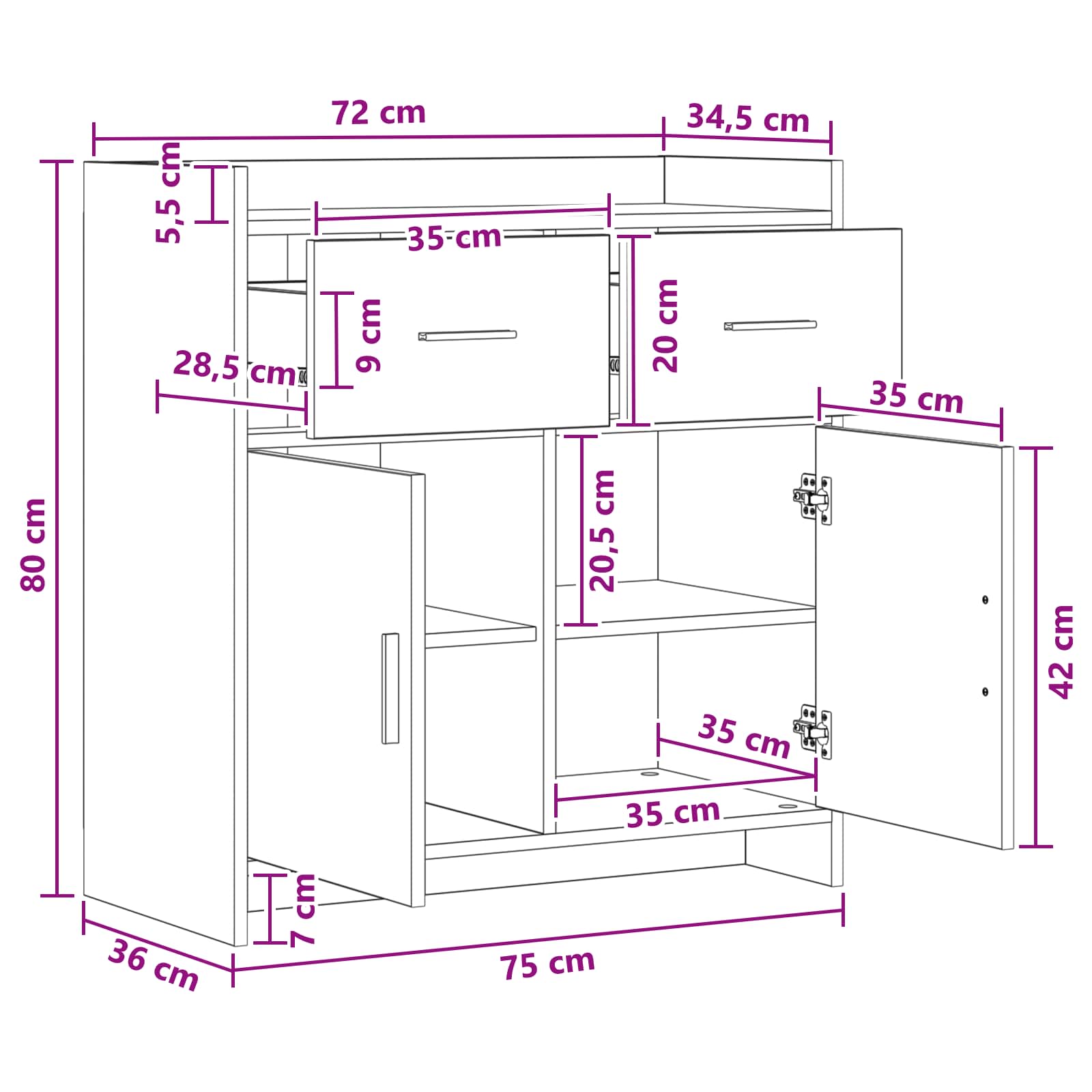 Kreveta Siva Sonoma 75 x 36 x 80 cm Konstruirano drvo