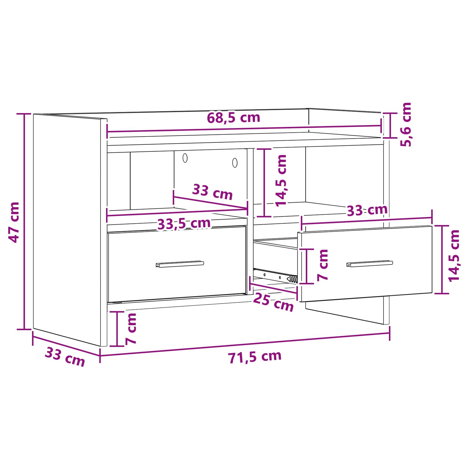 TV ormar 71,5 x 33 x 47 cm Siva Sonoma Konstruirano drvo