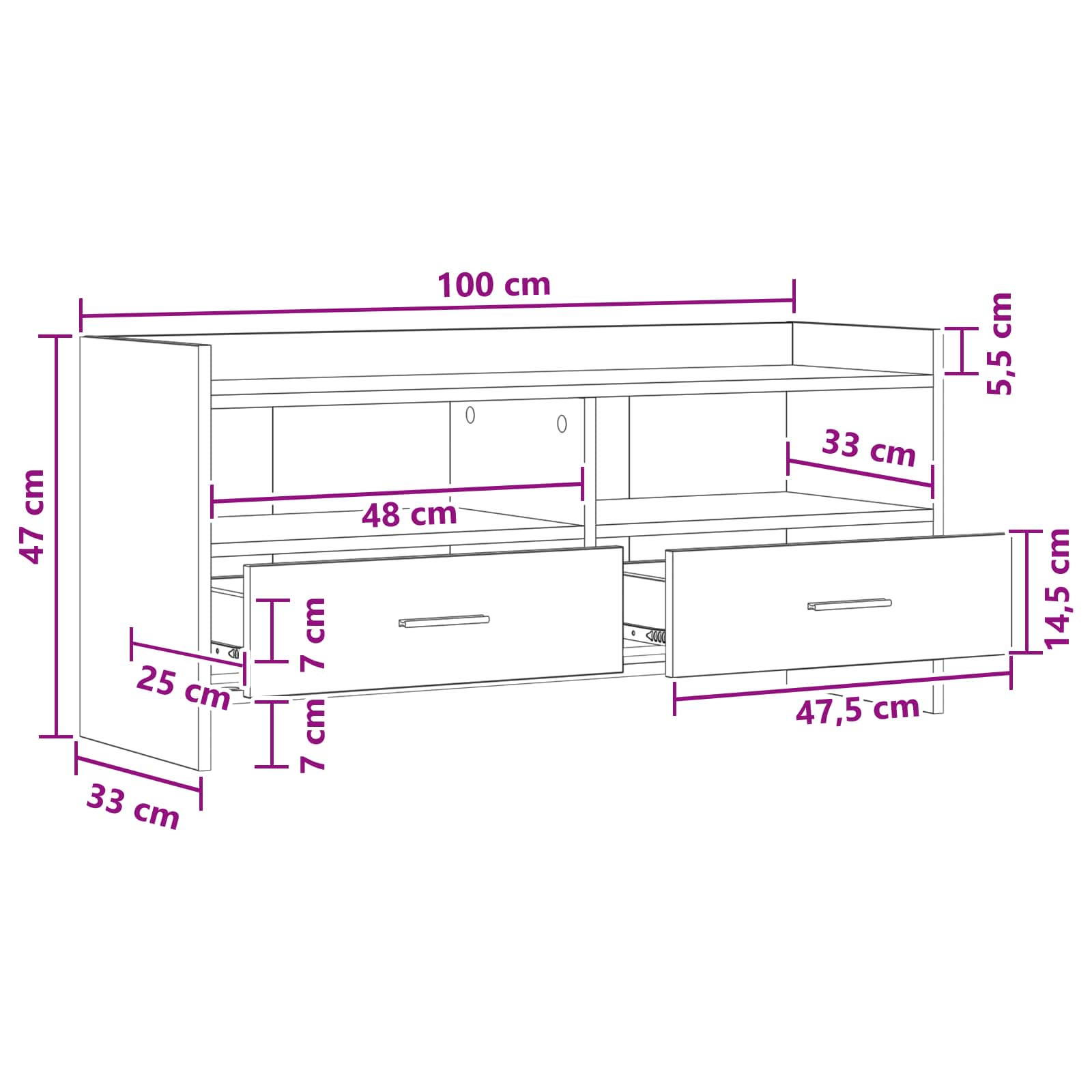TV ormar 100 x 33 x 47 cm Betonska siva Konstruirano drvo