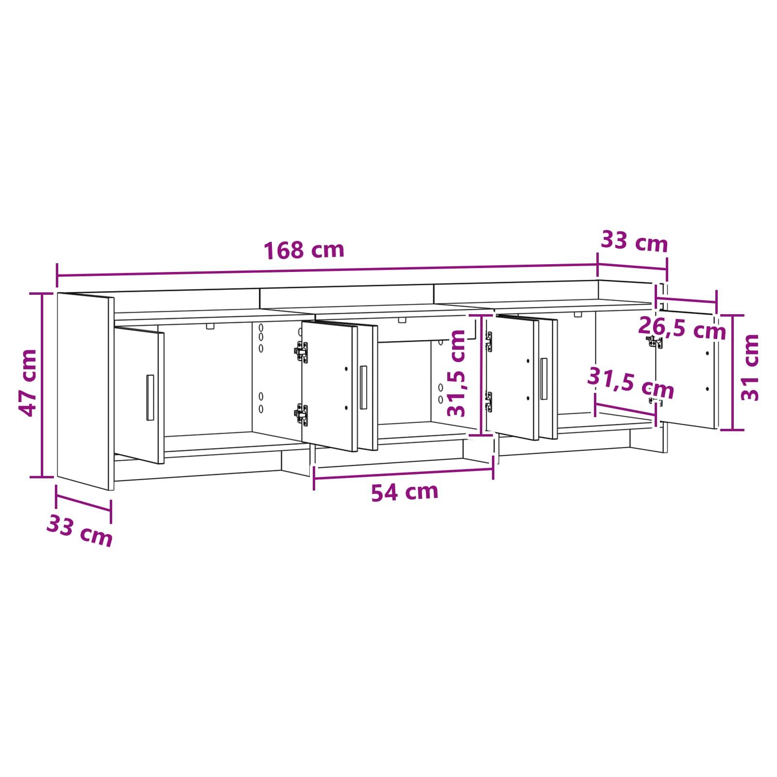 TV ormar 168 x 33 x 47 cm Crni hrast Konstruirano drvo