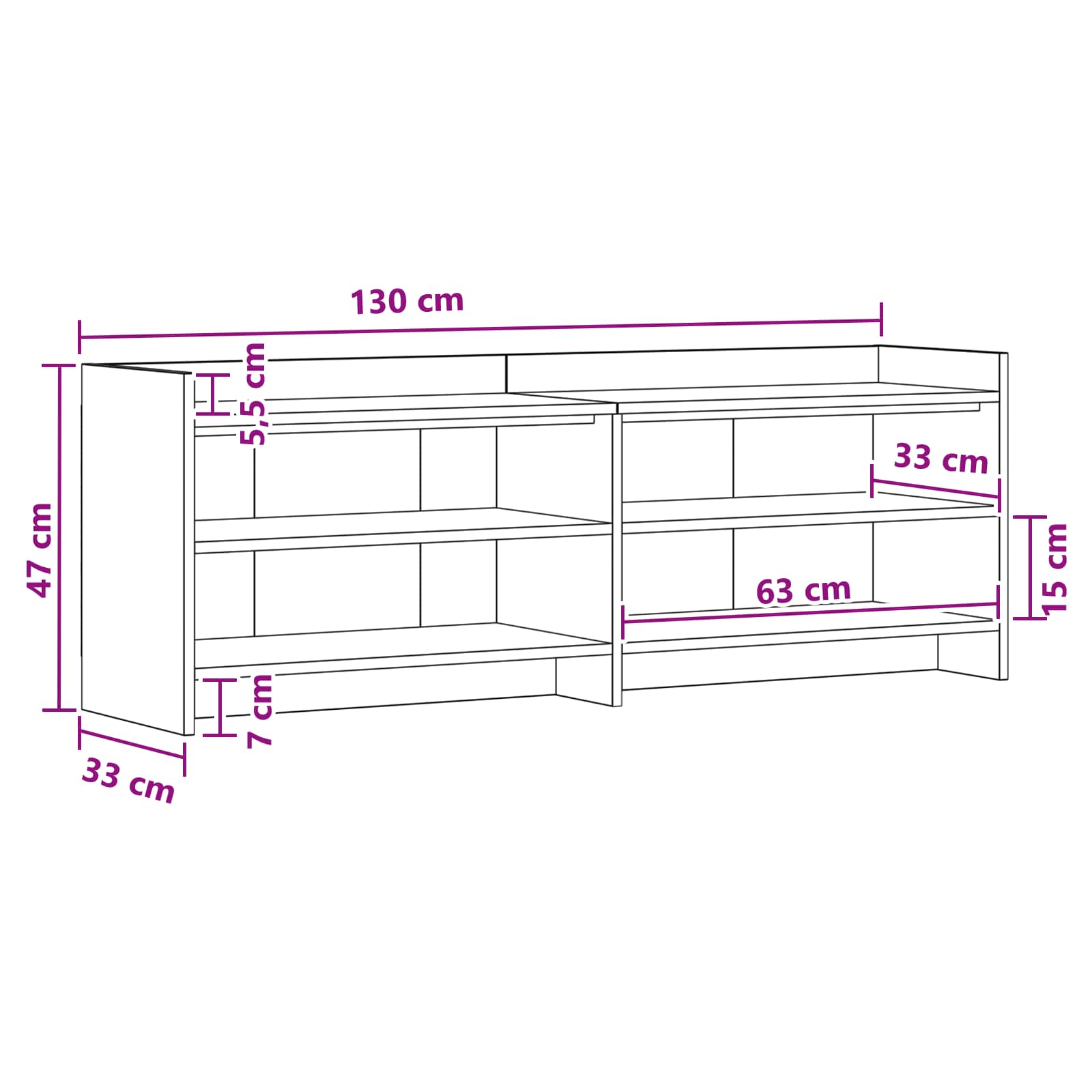 TV ormar 135 x 33 x 47 cm Dimljeni hrast Konstruirano drvo