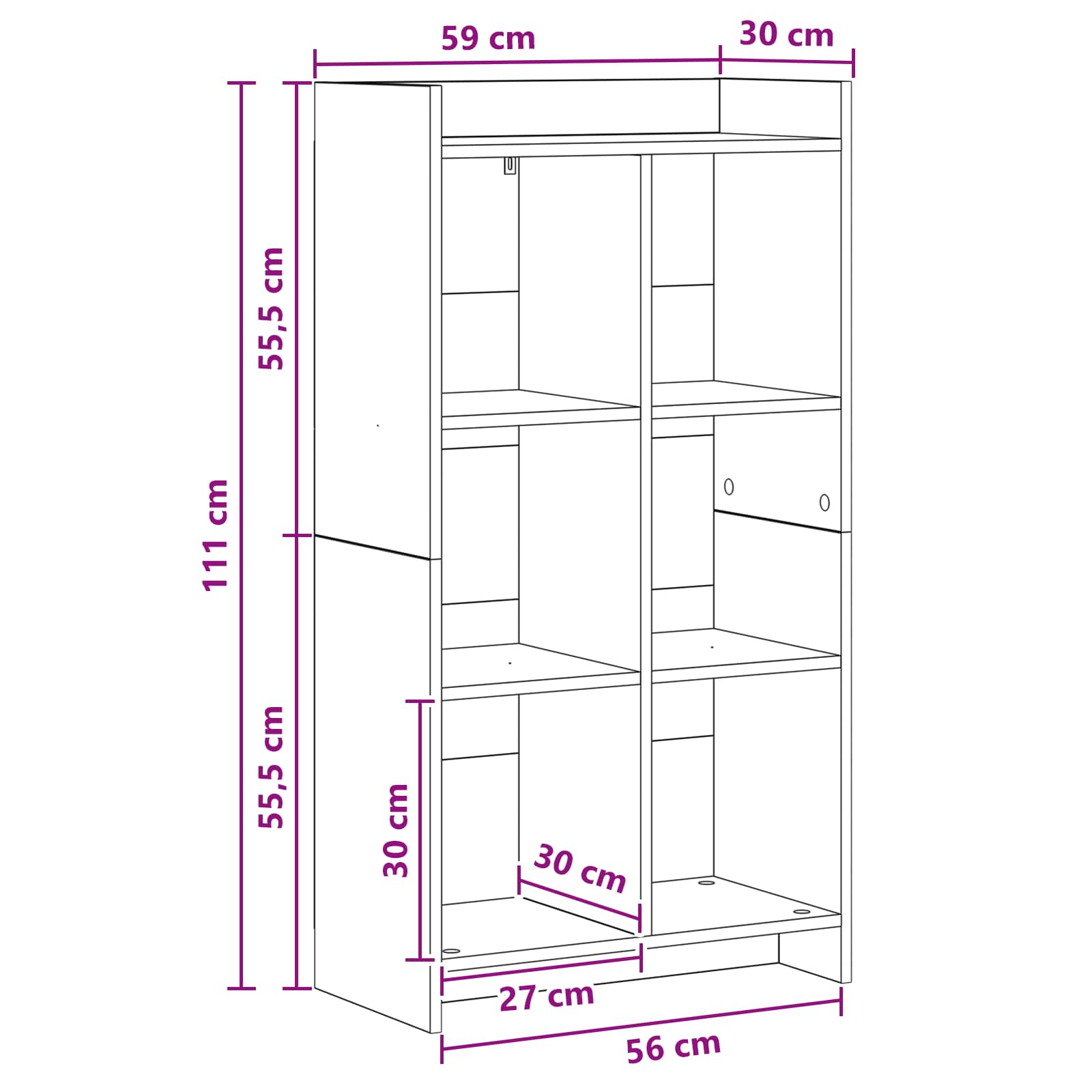 Police za knjige Crni hrast 59 x 30 x 111 cm Konstruirano drvo