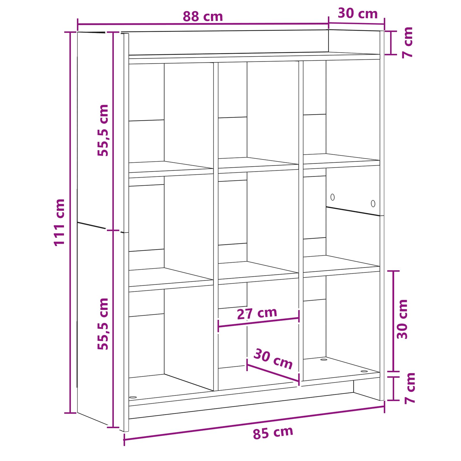 Police za knjige Betonska siva 87,5 x 30 x 111 cm