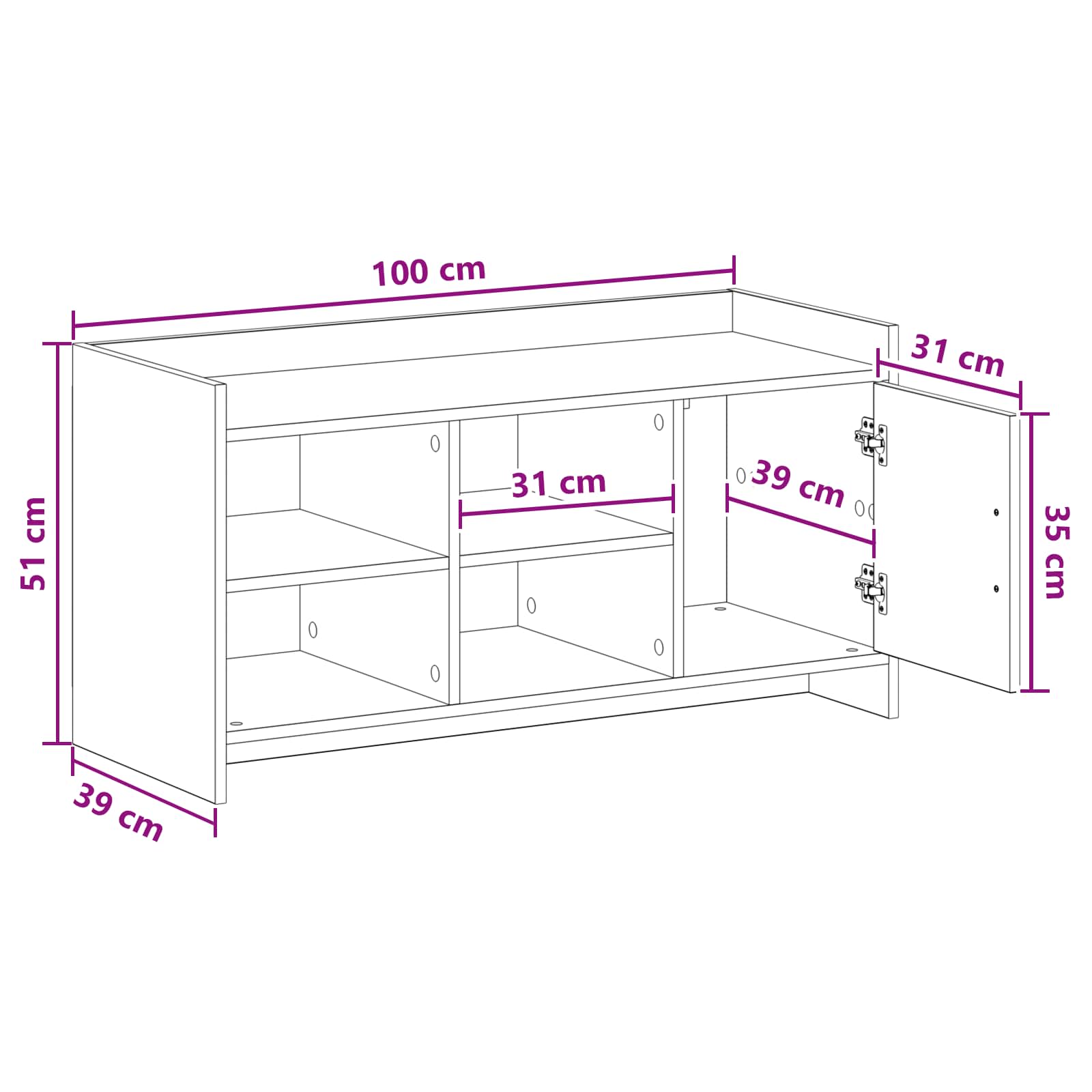Ormar za cipele s pohranom Hrast sonoma 100 x 39,5 x 51 cm