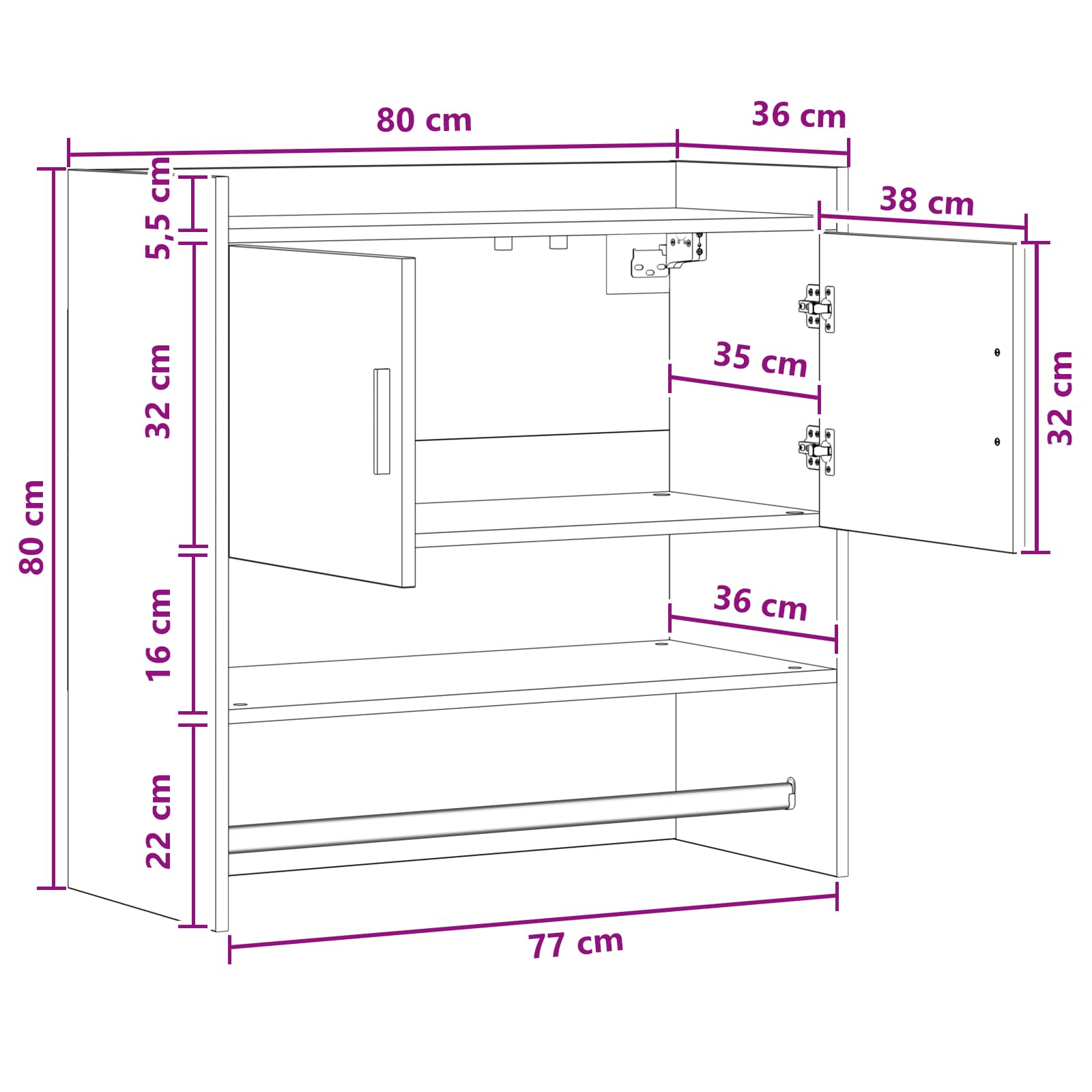 Polica na zidu Zidna montaža Betonska siva 80 x 36 x 80 cm