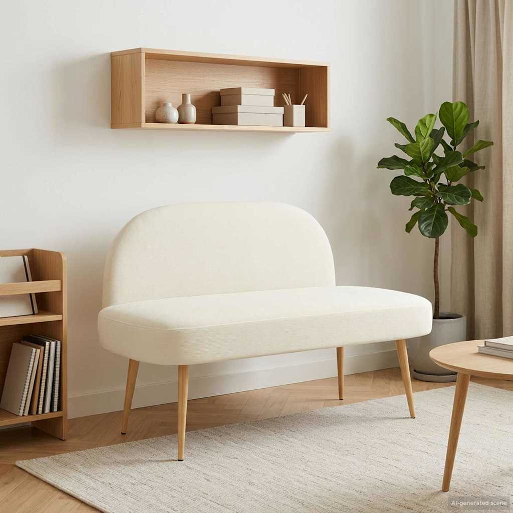 Oblikovana klupa s naslonjačem Krem 110 x 60 x 76 cm