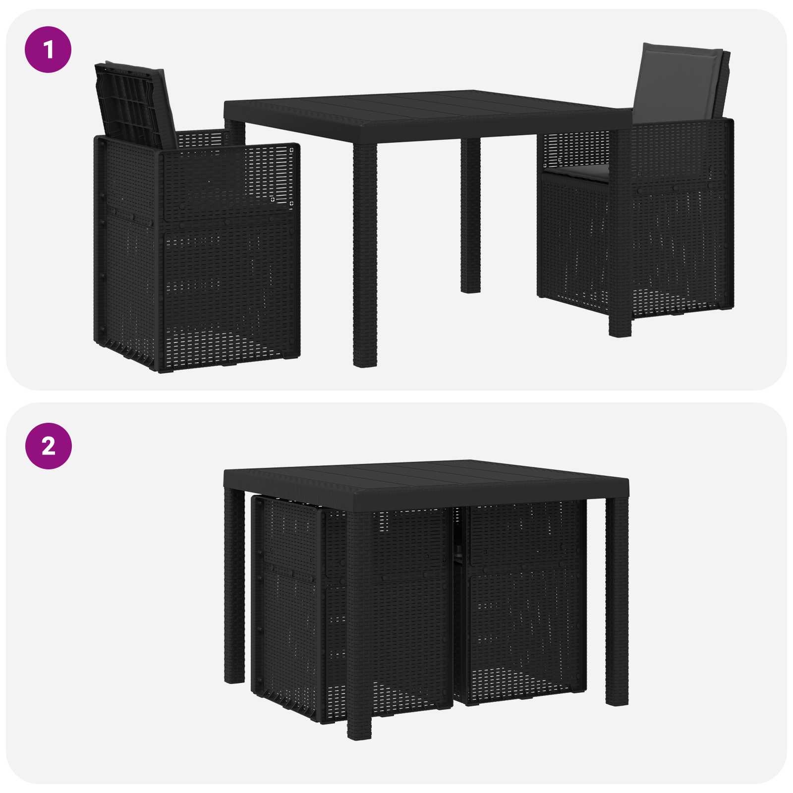 Vrtni set za objed s jastukom 3 pcs Antracit PP