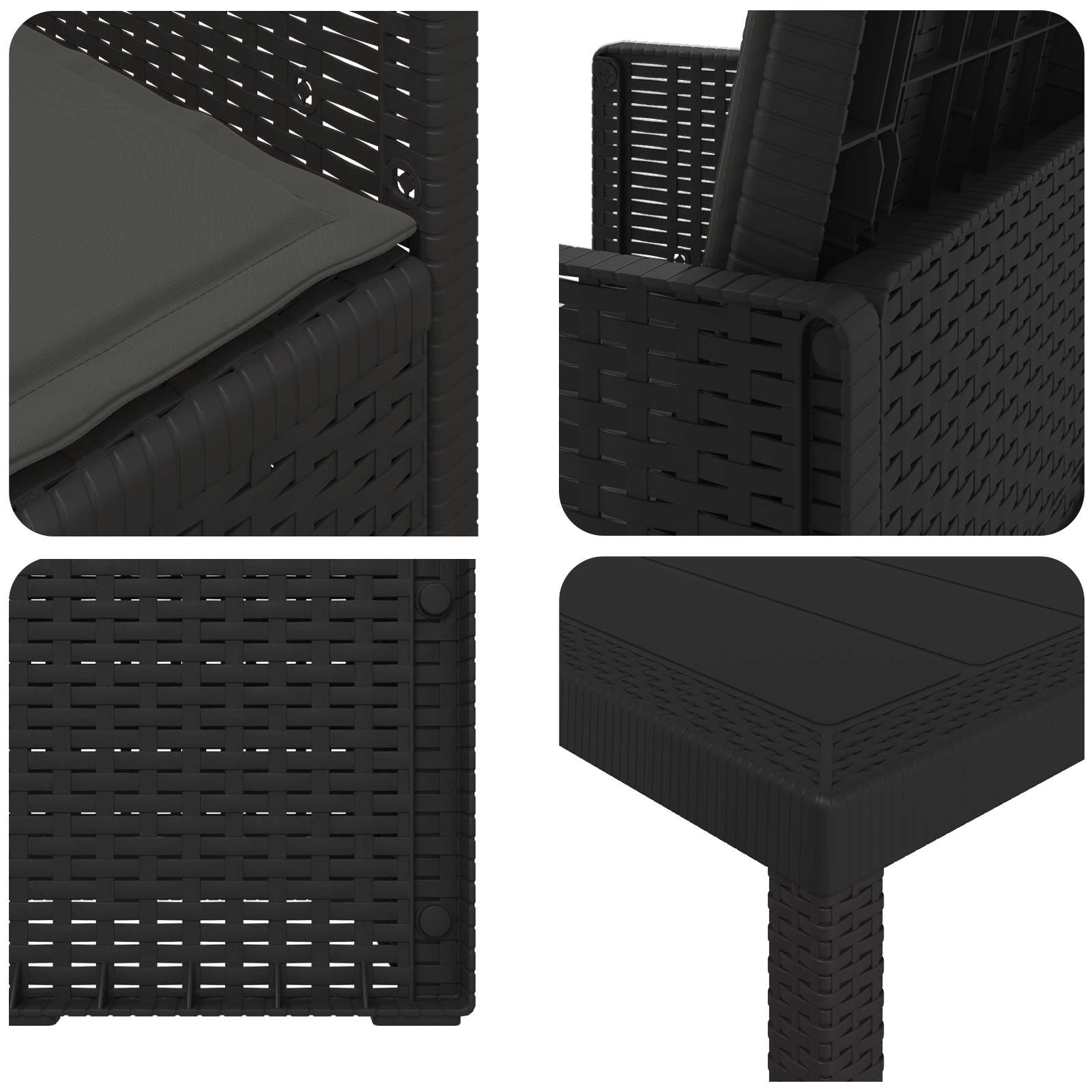 Vrtni set za objed s jastukom 7 pcs Antracit PP