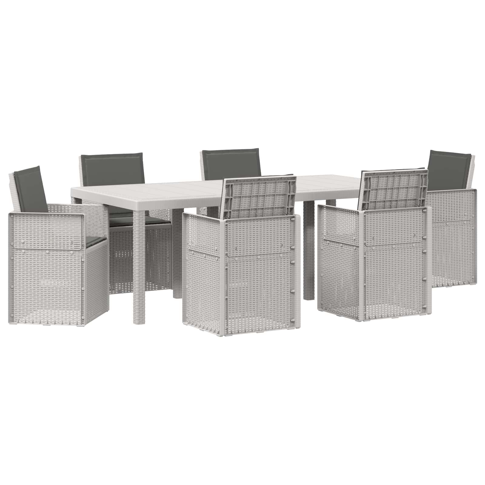 Vrtni set za objed s jastukom 7 pcs Bijela i antracit PP