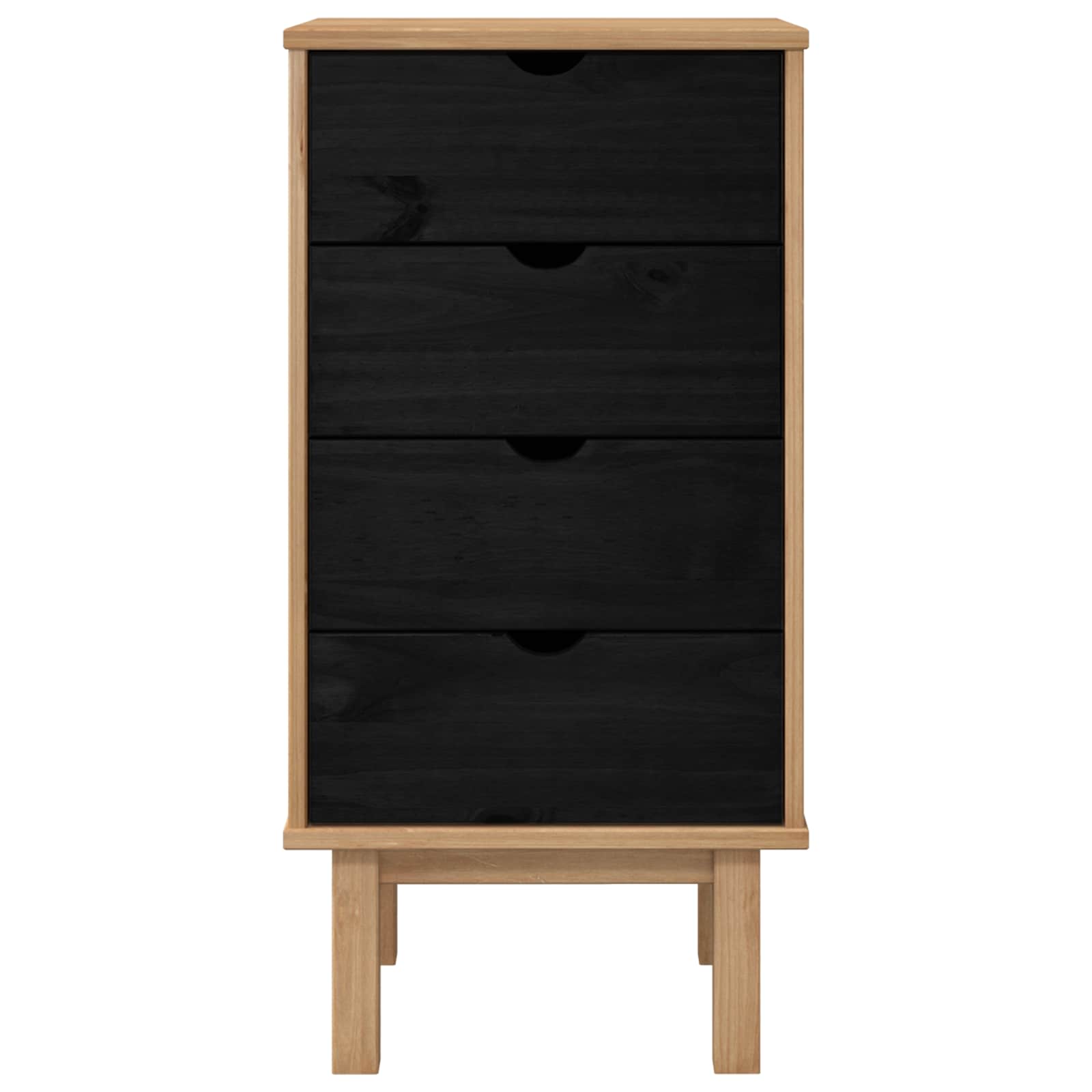 Komoda s ladicama OTTA Crna 45 x 39 x 90 cm Masivna borovina