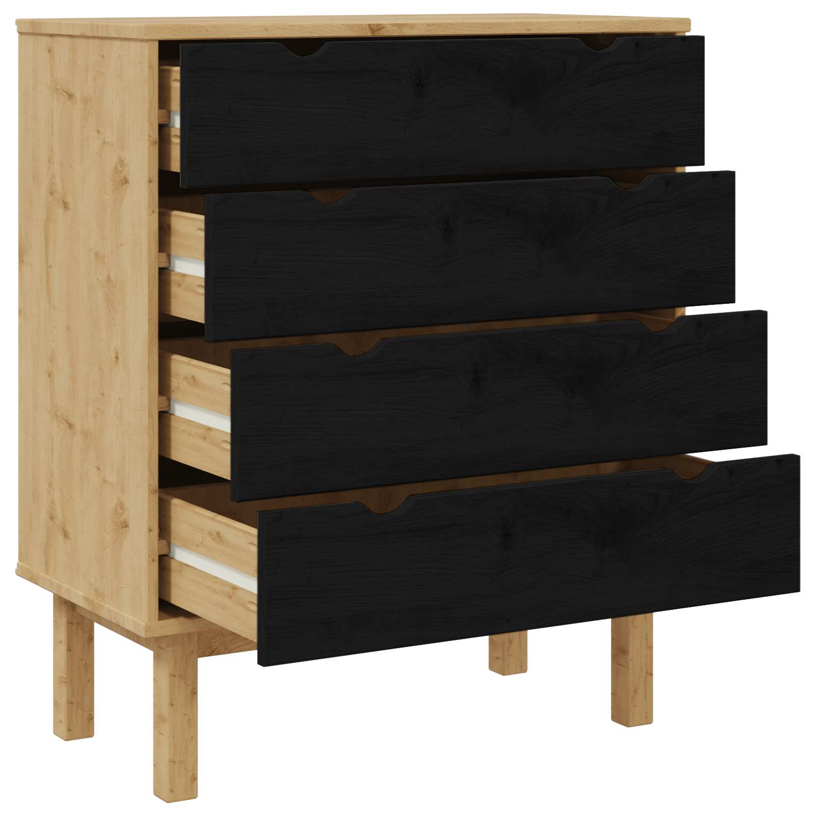 Komoda OTTA Crna 76,5 x 39,5 x 90 cm Masivna borovina