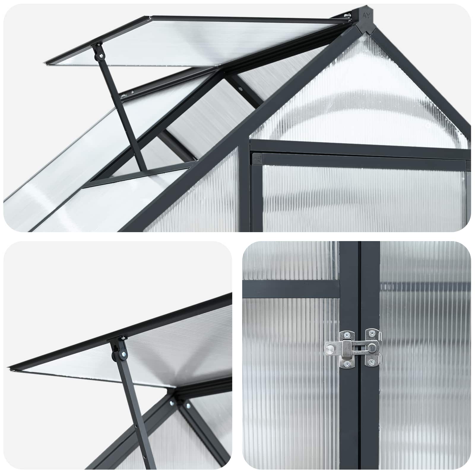 Vrtni staklenik s vratima Antracit 183,5 x 123 x 207 cm