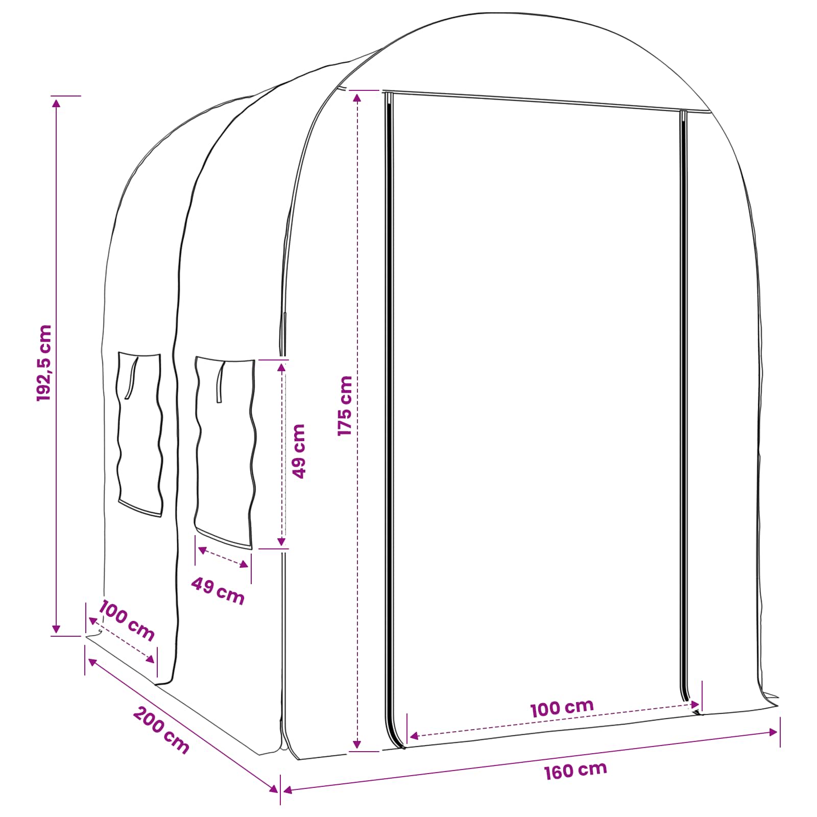 Staklenik s okvirom 160 x 200 x 192,5 cm PVC *Transparent*an