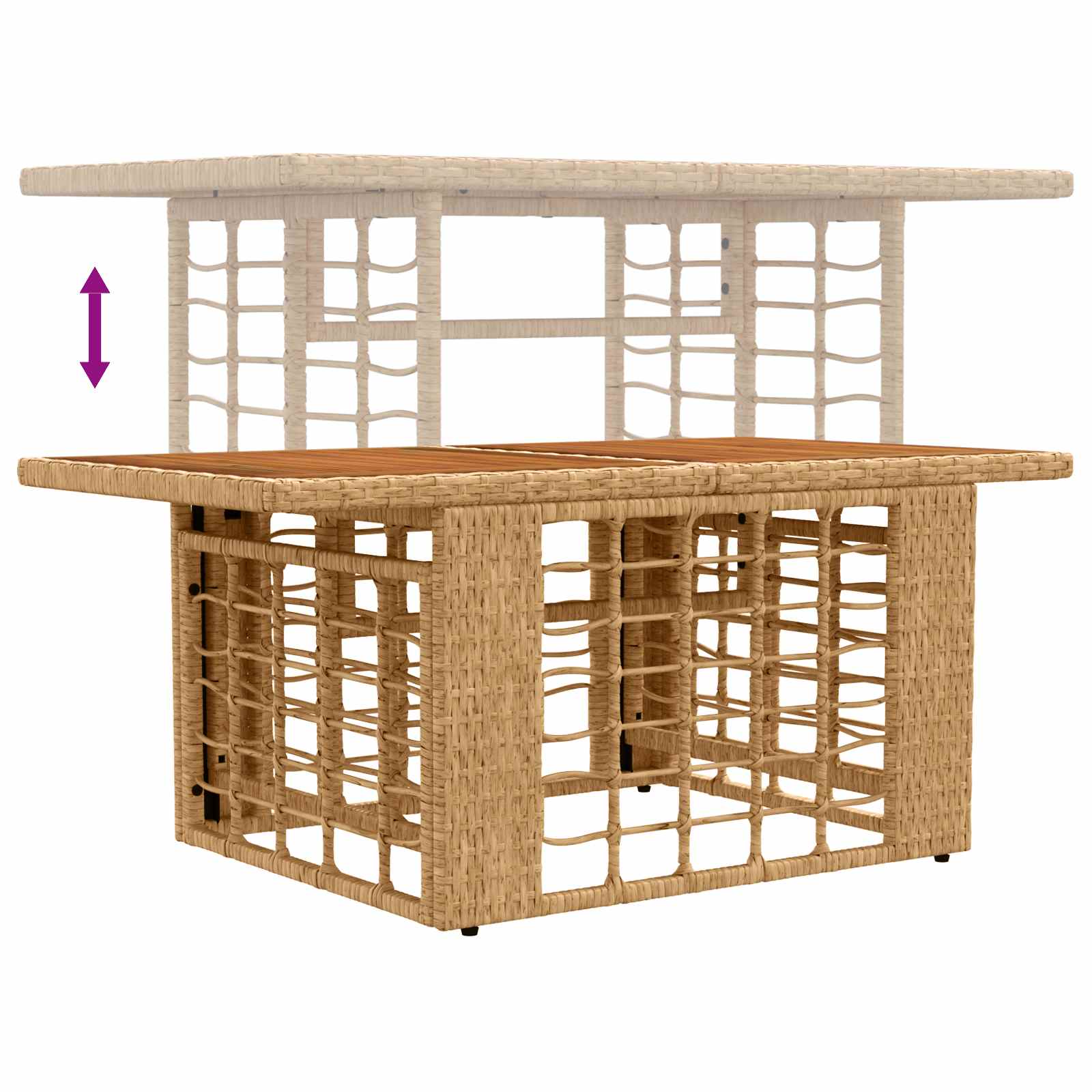 Stol za vrt Prirodna 100 x 55 x 37 cm PE Rattan i Staklo