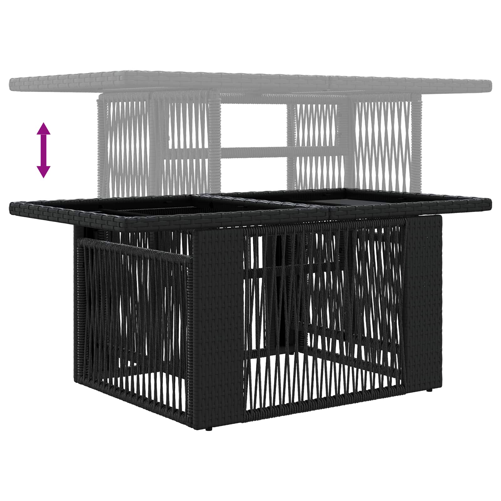 Stol za vrt Crna 100 x 55 x 37 cm PE Rattan i Staklo