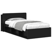 Okvir kreveta s pohranom Crna 75 x 190 cm Konstruirano drvo
