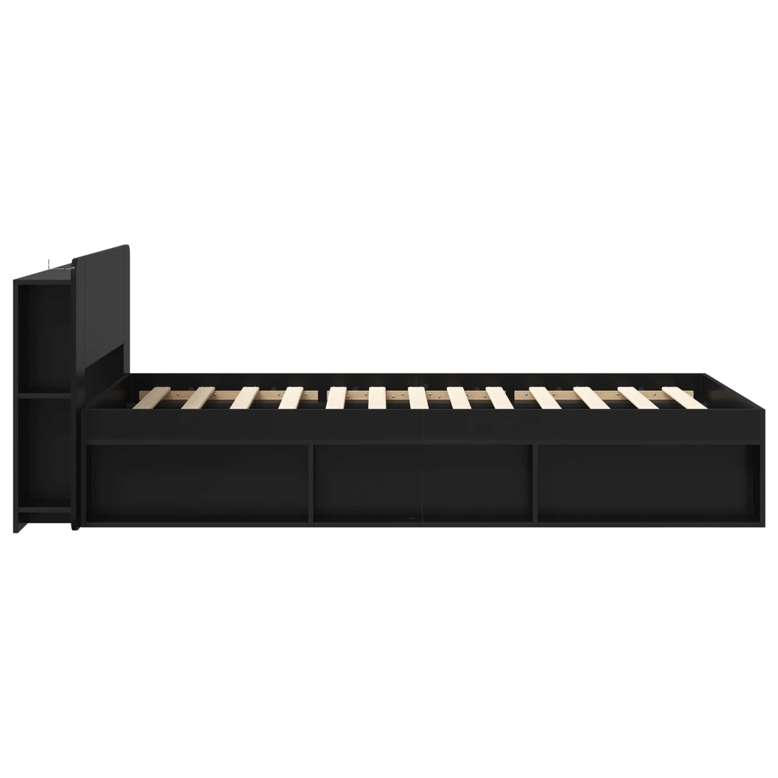 Okvir kreveta s pohranom Crna 75 x 190 cm Konstruirano drvo