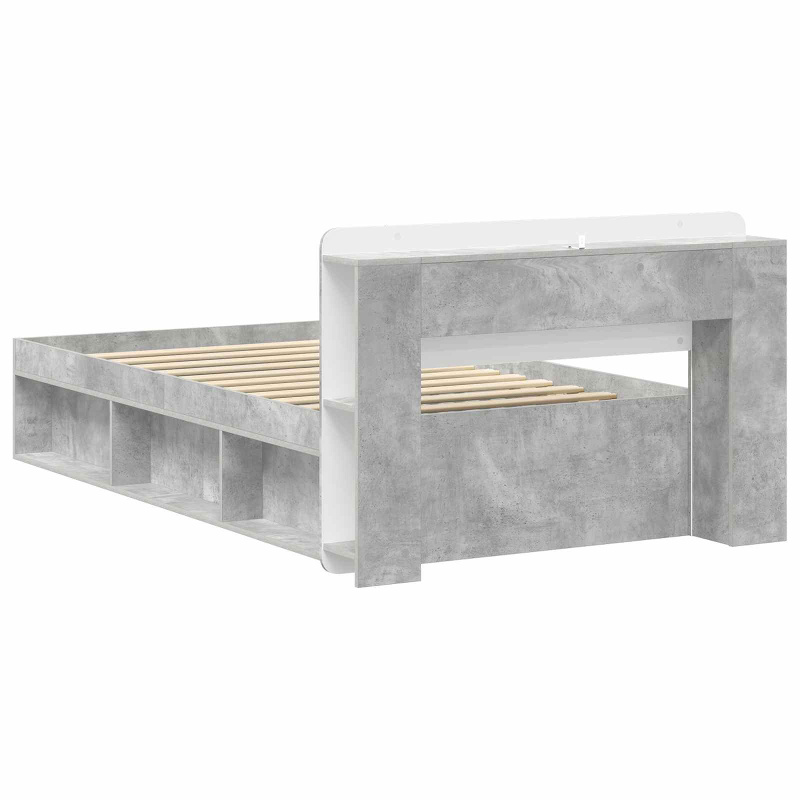 Okvir kreveta s pohranom s uzglavljem Betonska siva 75 x 190 cm