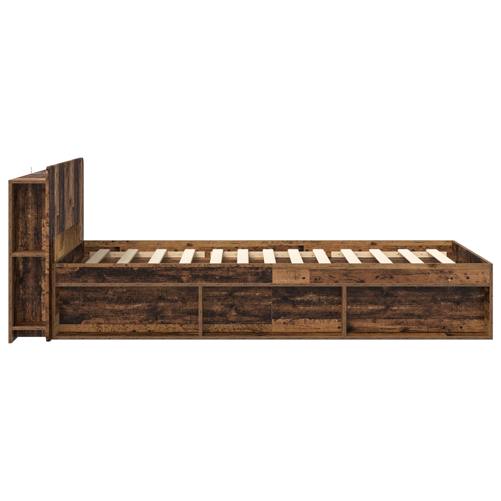 Okvir kreveta s pohranom s uzglavljem Staro drvo 100 x 200 cm