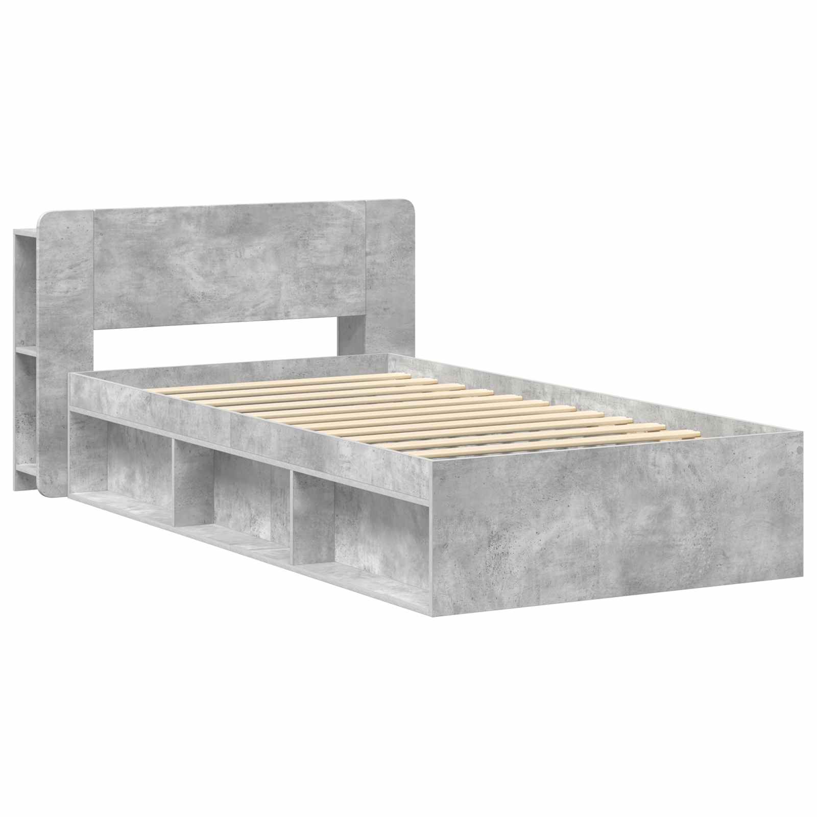 Okvir kreveta s pohranom s uzglavljem Betonska siva 90 x 200 cm