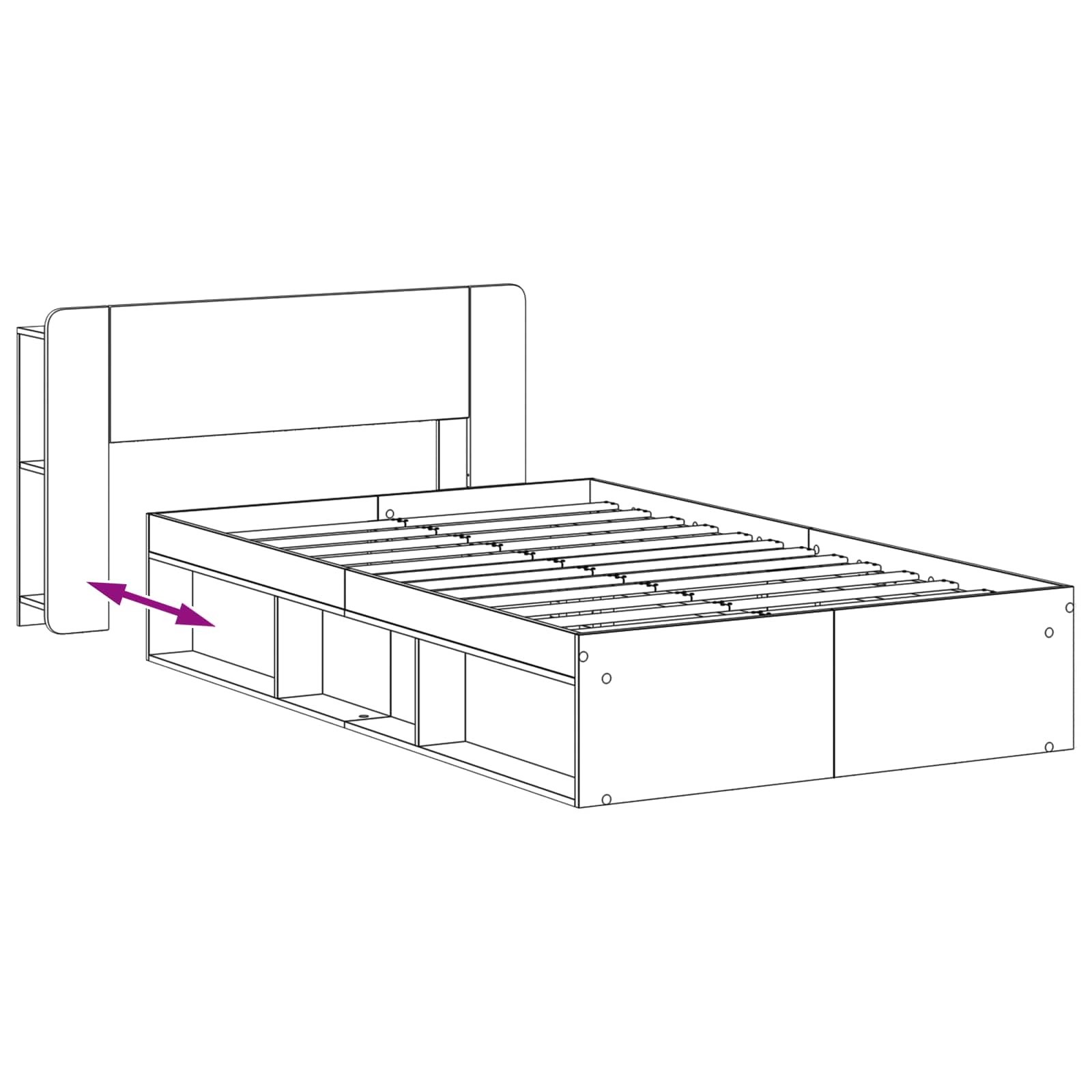 Okvir kreveta s pohranom s uzglavljem Staro drvo 120 x 200 cm