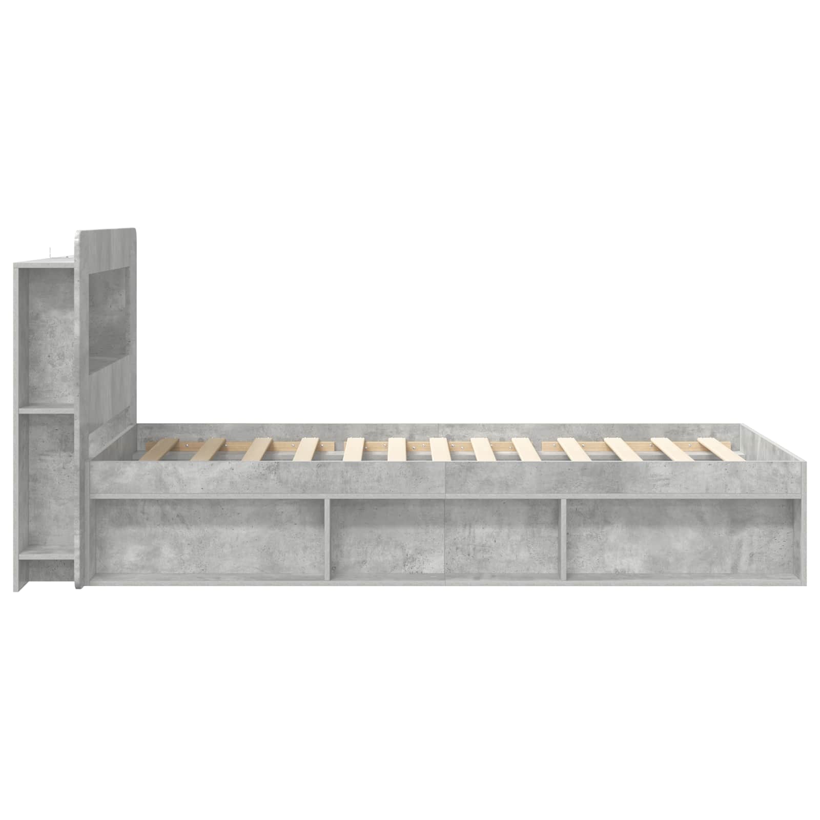 Okvir kreveta s pohranom s uzglavljem Betonska siva 75 x 190 cm