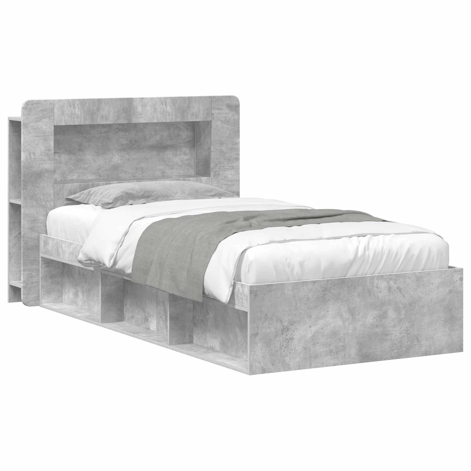 Okvir kreveta s pohranom s uzglavljem Betonska siva 80 x 200 cm